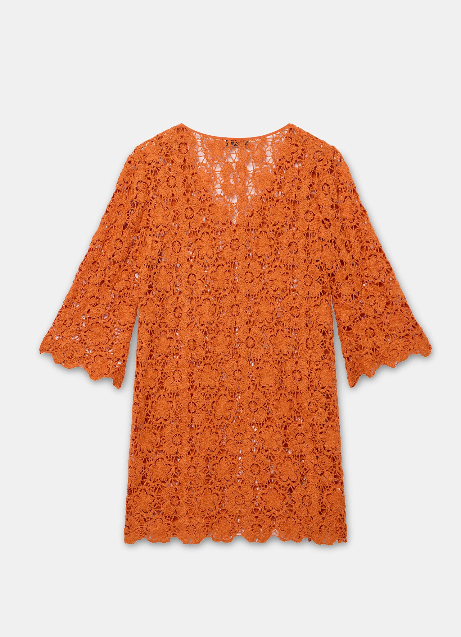 Orange Crochet Flower Beach Mini Dress - Image 8