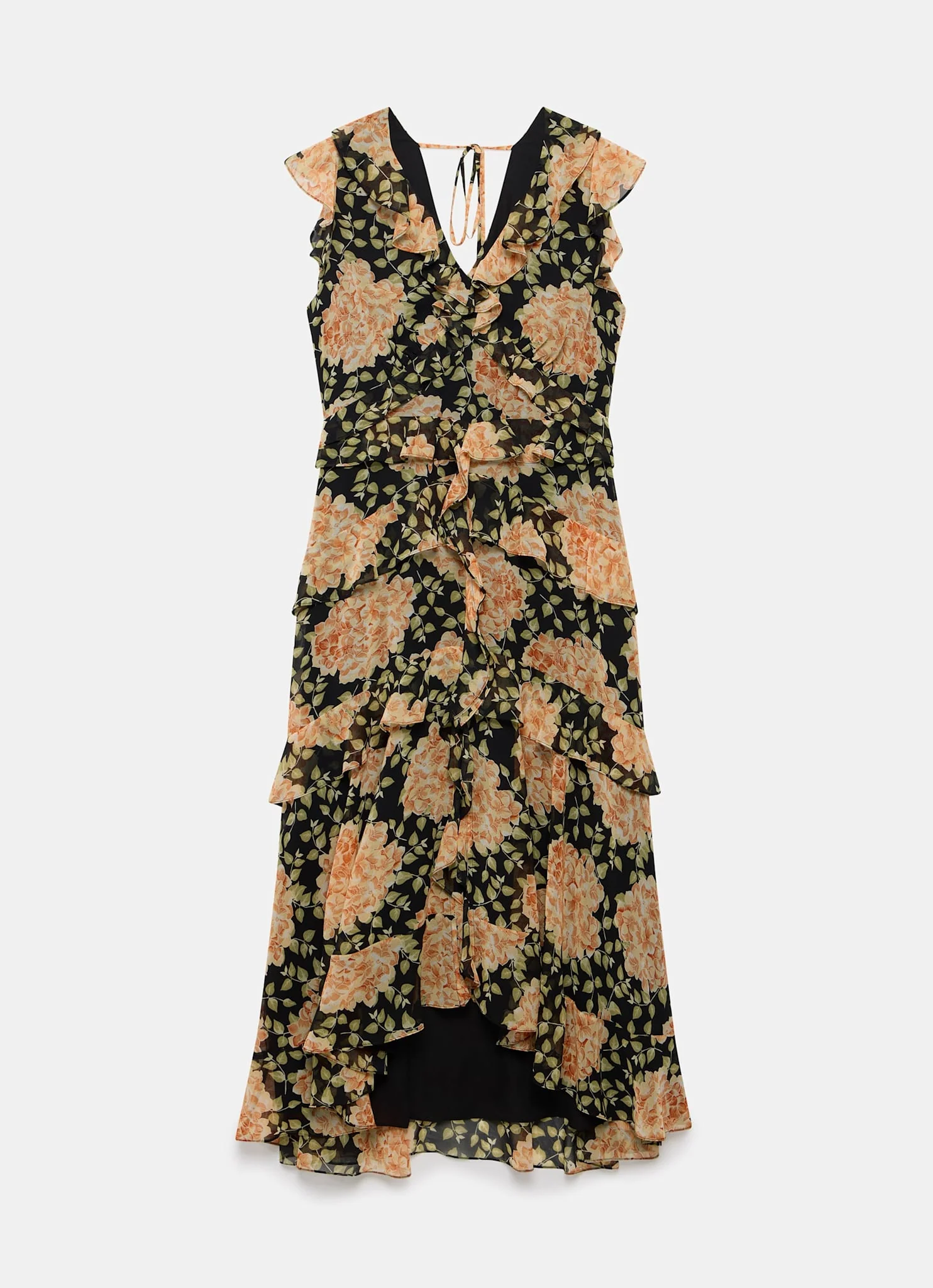 Orange Floral Print Midi Dress - Image 6
