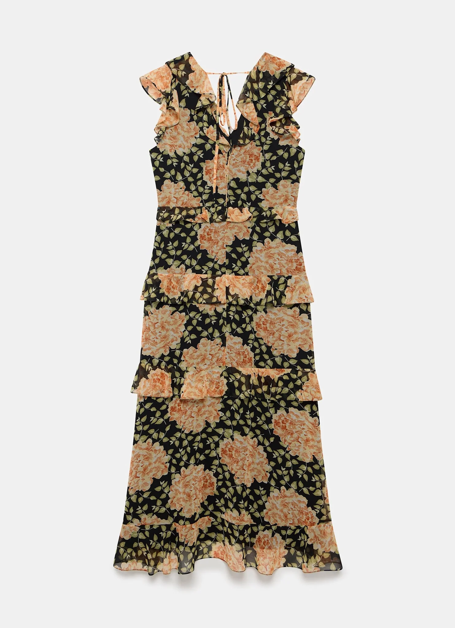 Orange Floral Print Midi Dress - Image 7