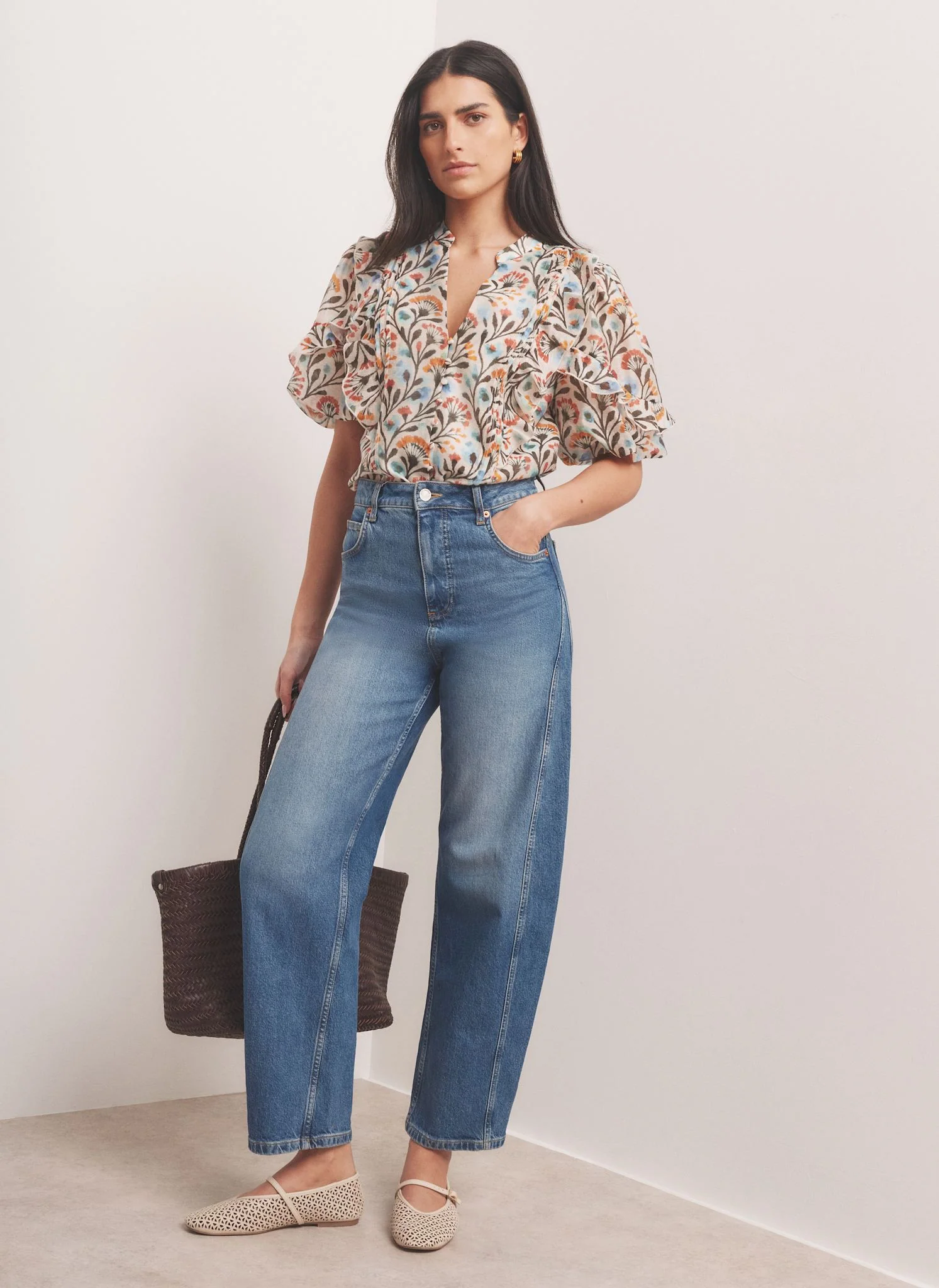 Orange Floral Print  Blouse - Image 4