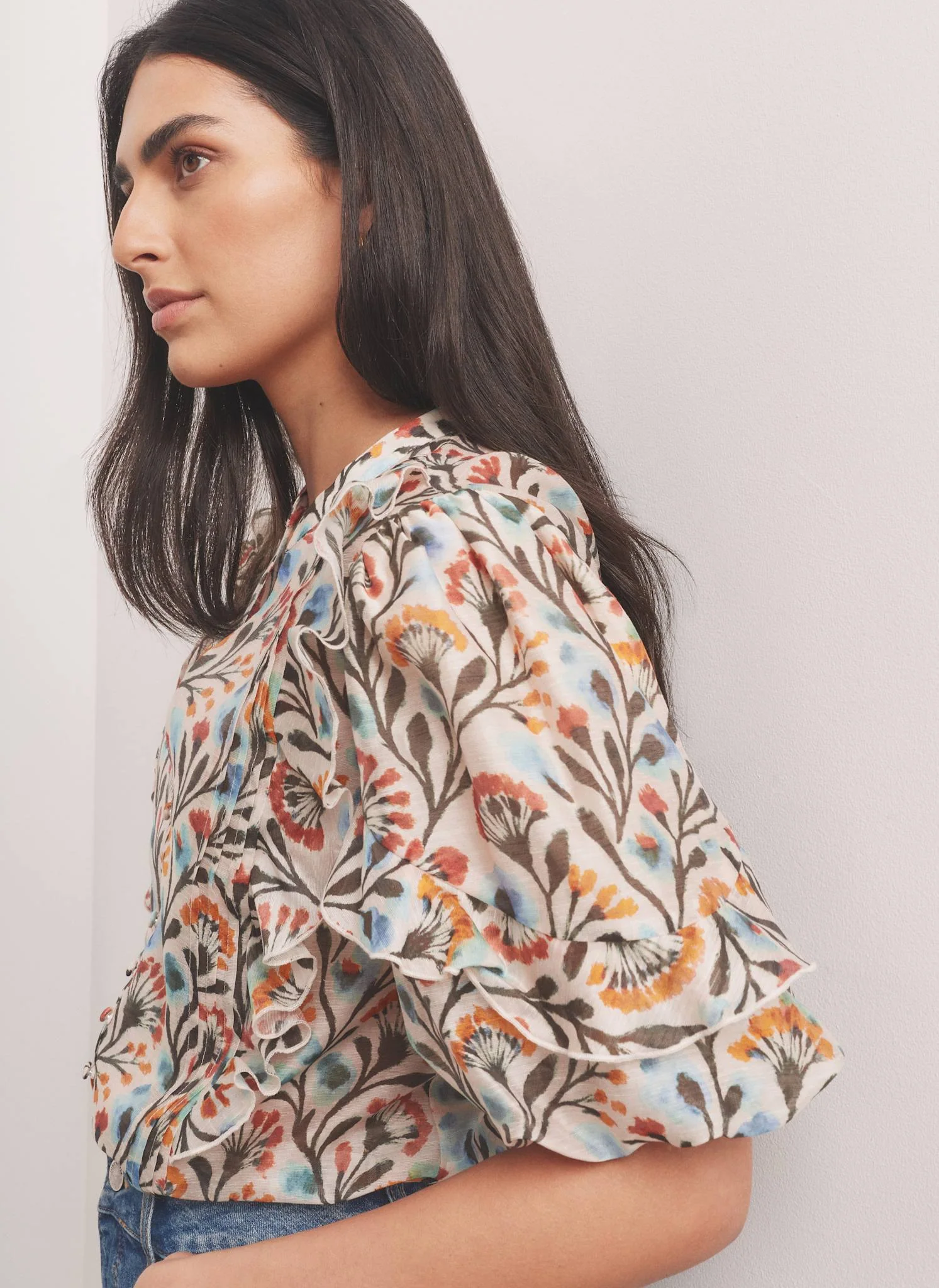 Orange Floral Print  Blouse - Image 5
