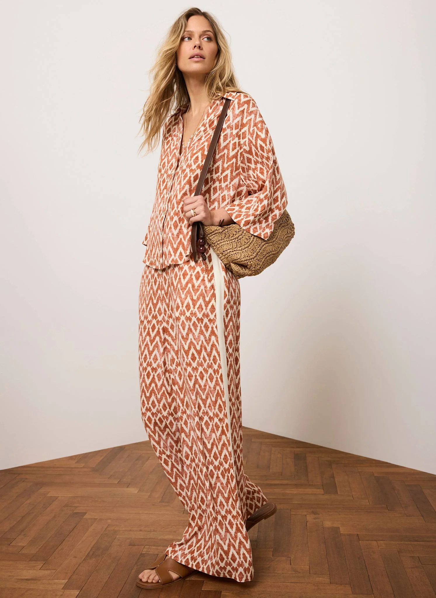 Orange Geo Print Resort Shirt - Image 6
