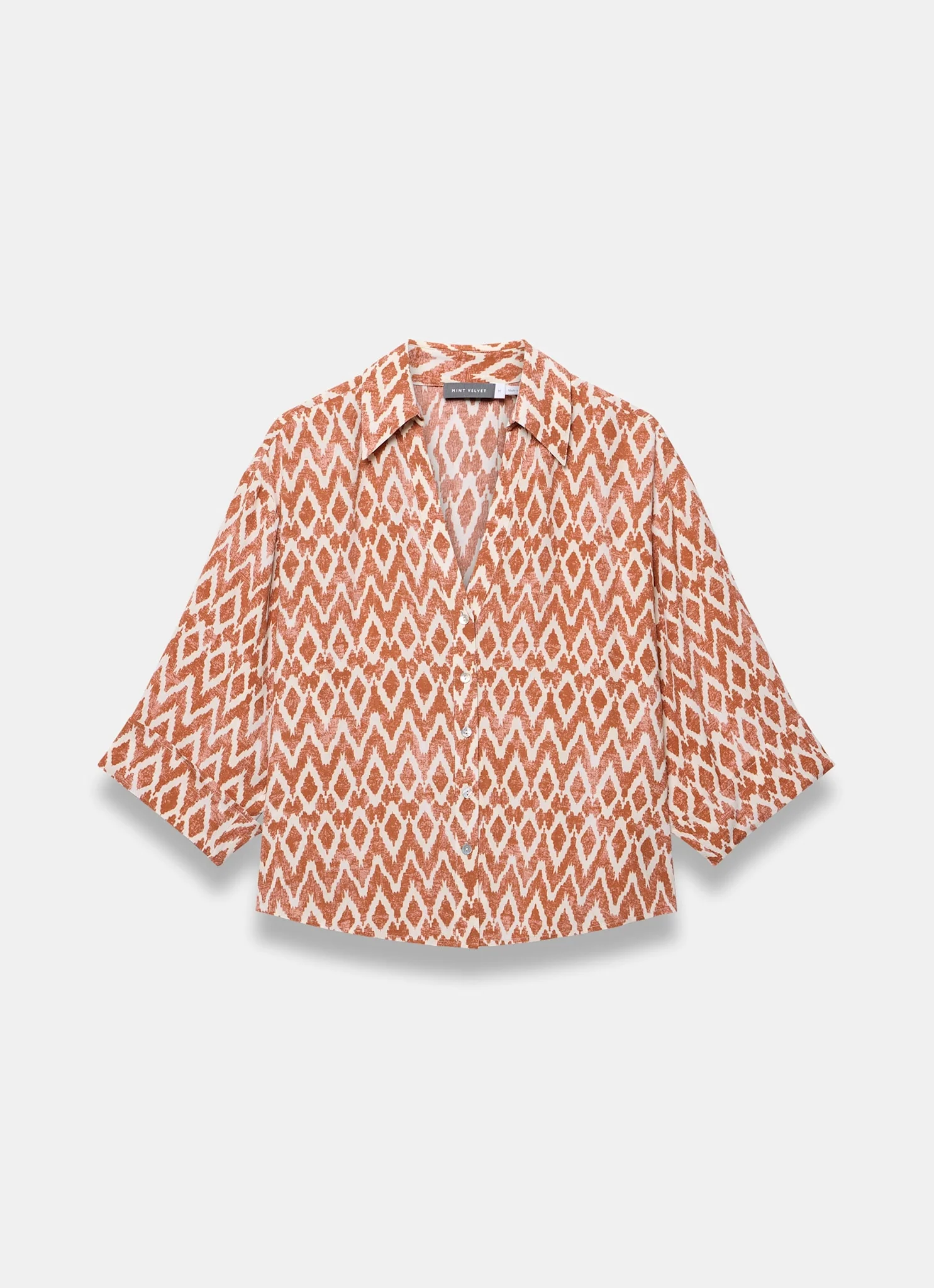 Orange Geo Print Resort Shirt - Image 7