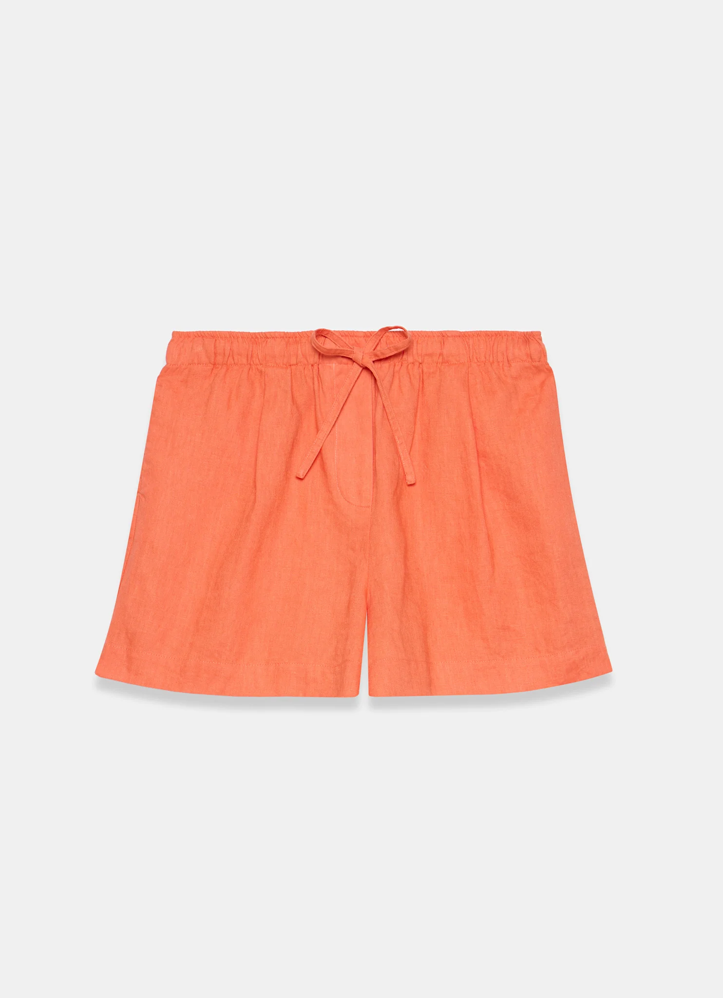 Orange Linen Drawstring Shorts - Image 6