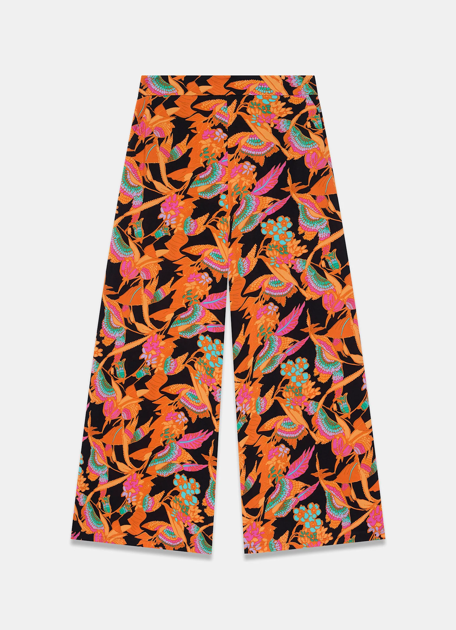 Orange Floral Print Wide Leg Trousers - Image 5