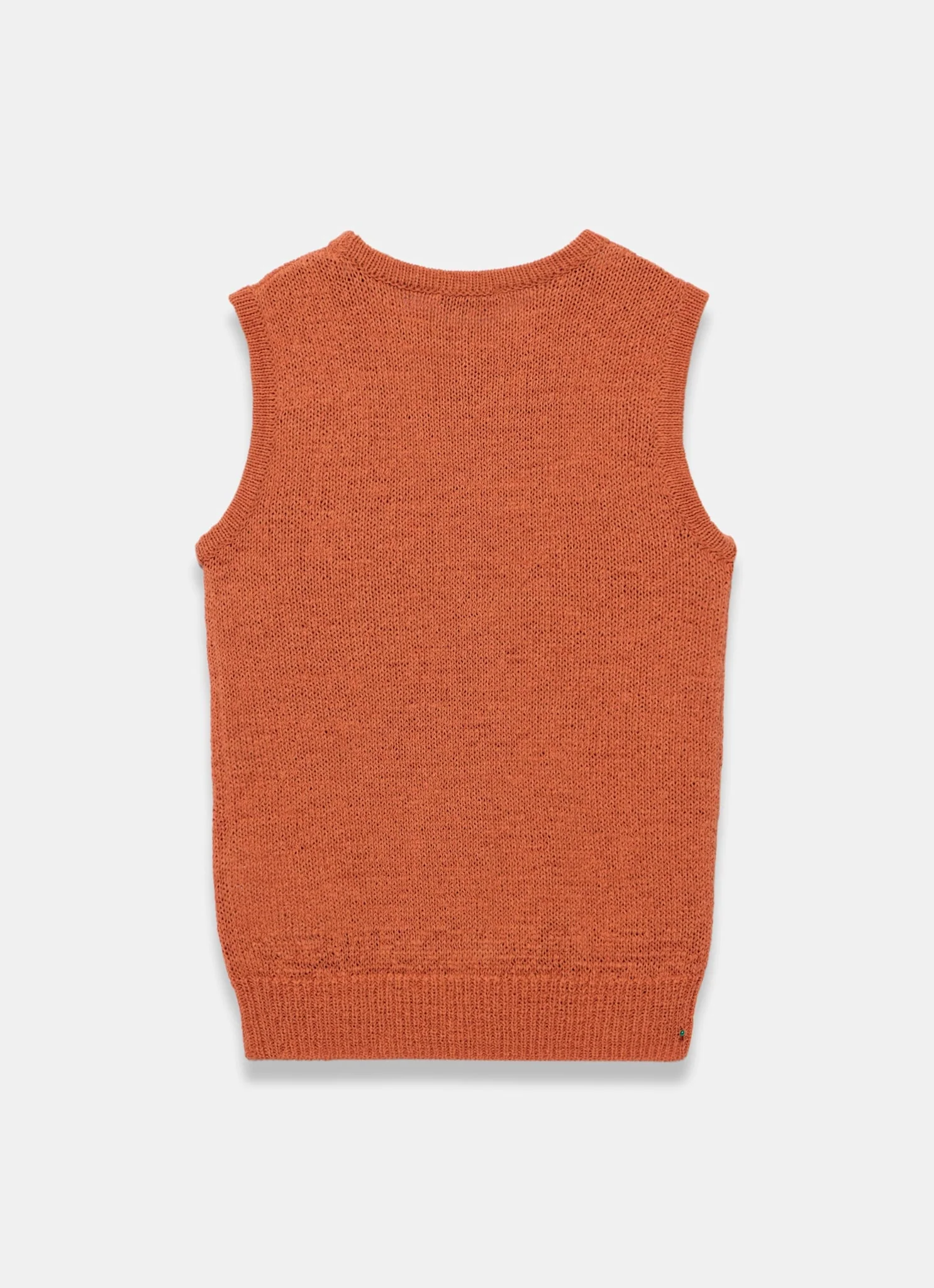 Orange Cotton Blend Sleeveless Knit Top - Image 7