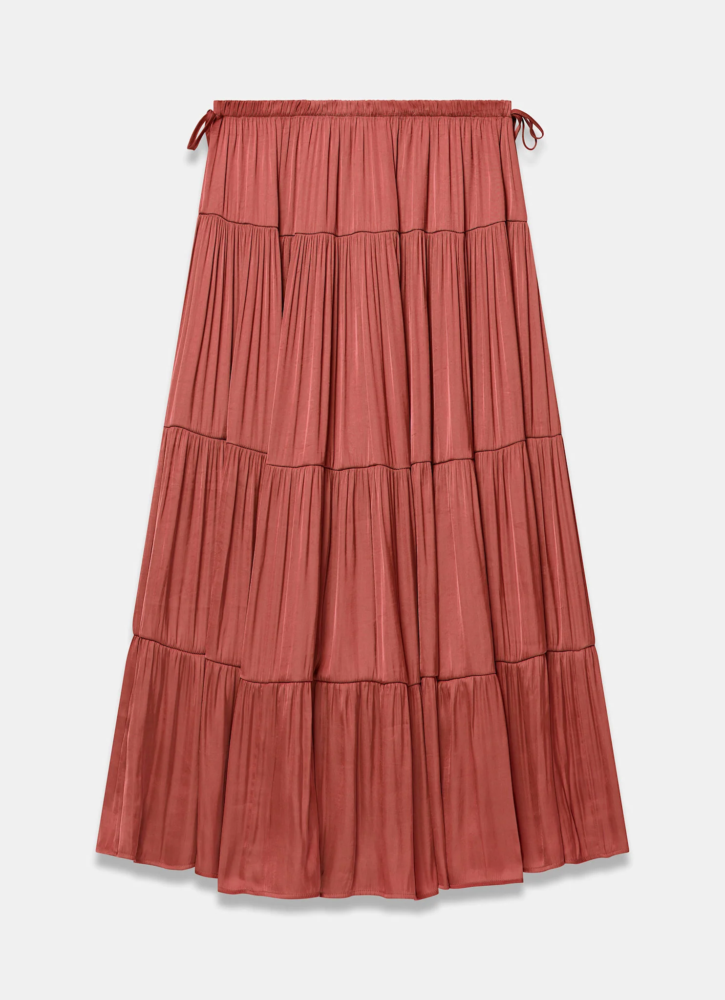 Burnt Orange Satin Tiered Maxi Skirt - Image 7