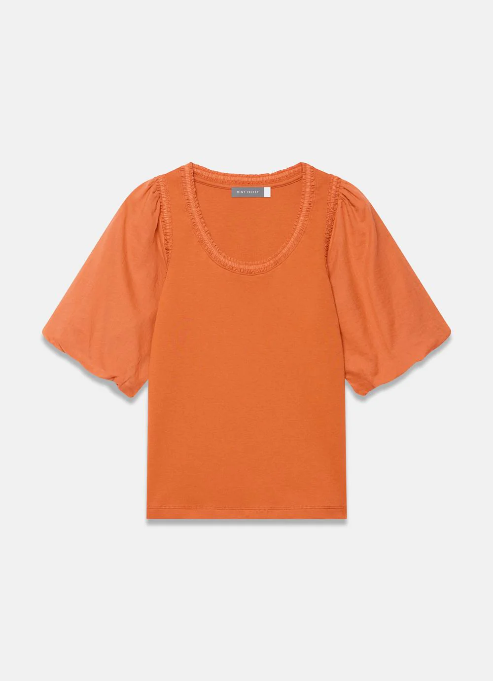 Orange Cotton Puff Sleeve Top - Image 6
