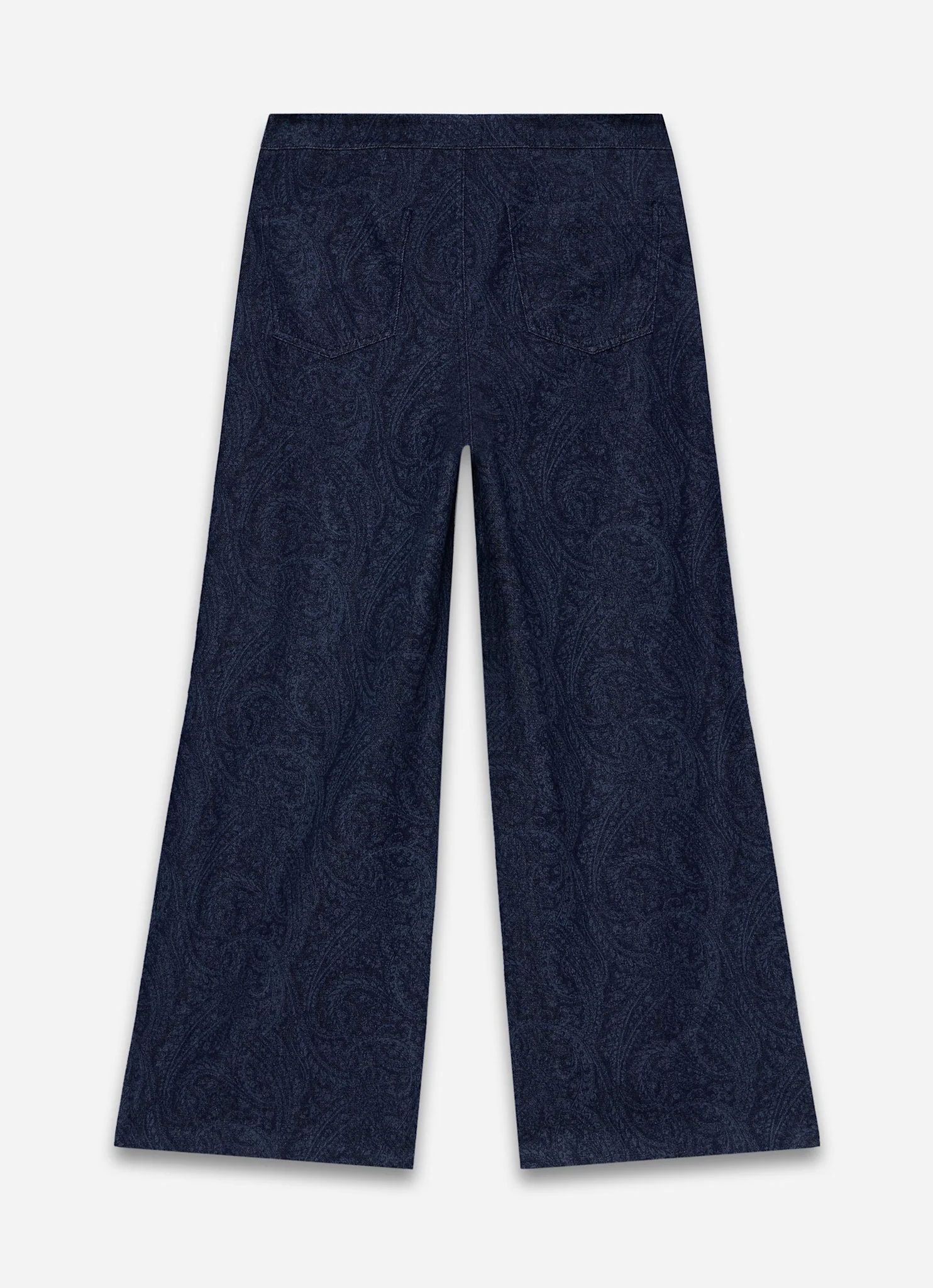 Navy Paisley Denim Wide Jeans - Image 7