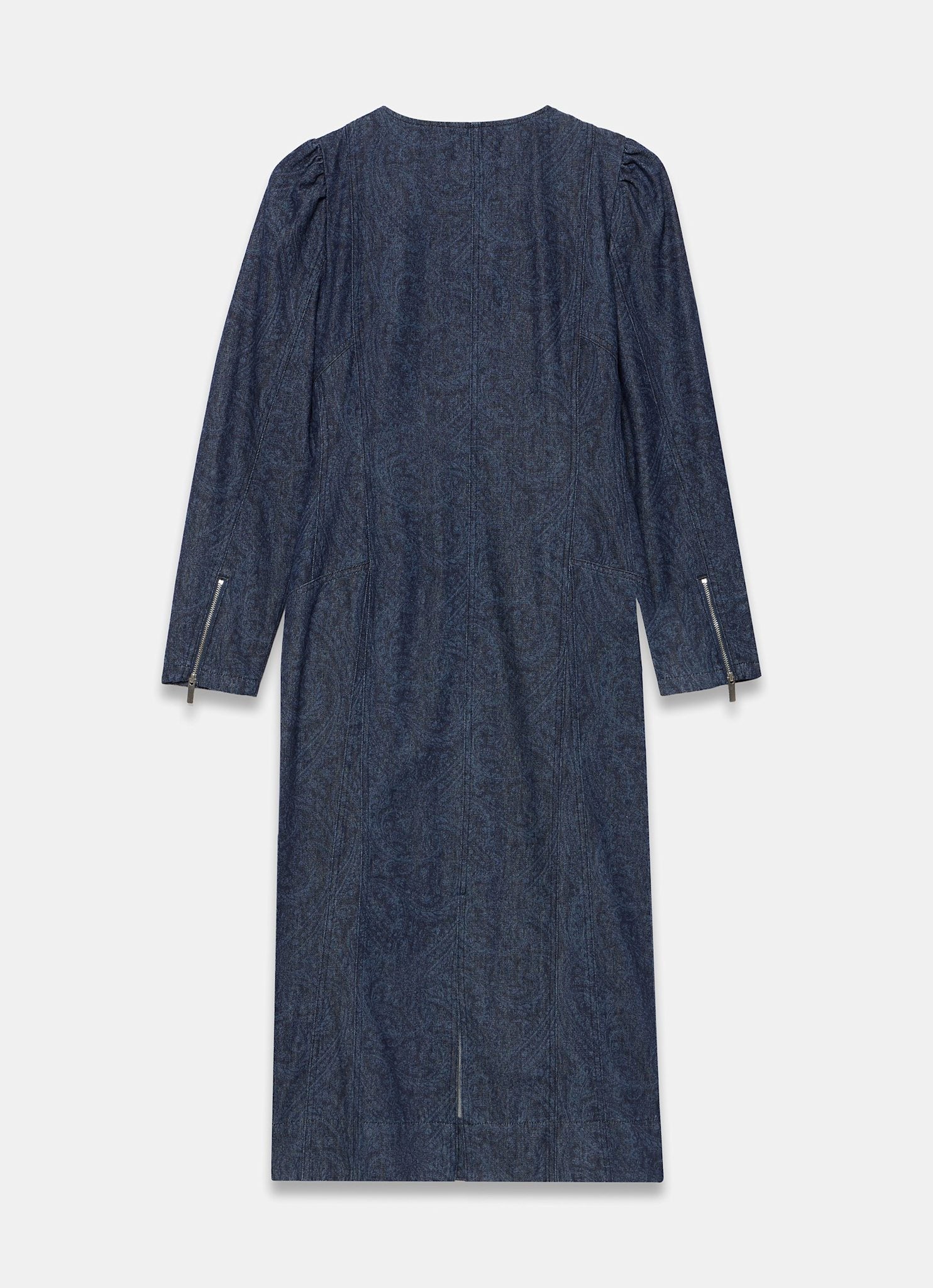 Dark Indigo Paisley Print Denim Midi Dress - Image 8