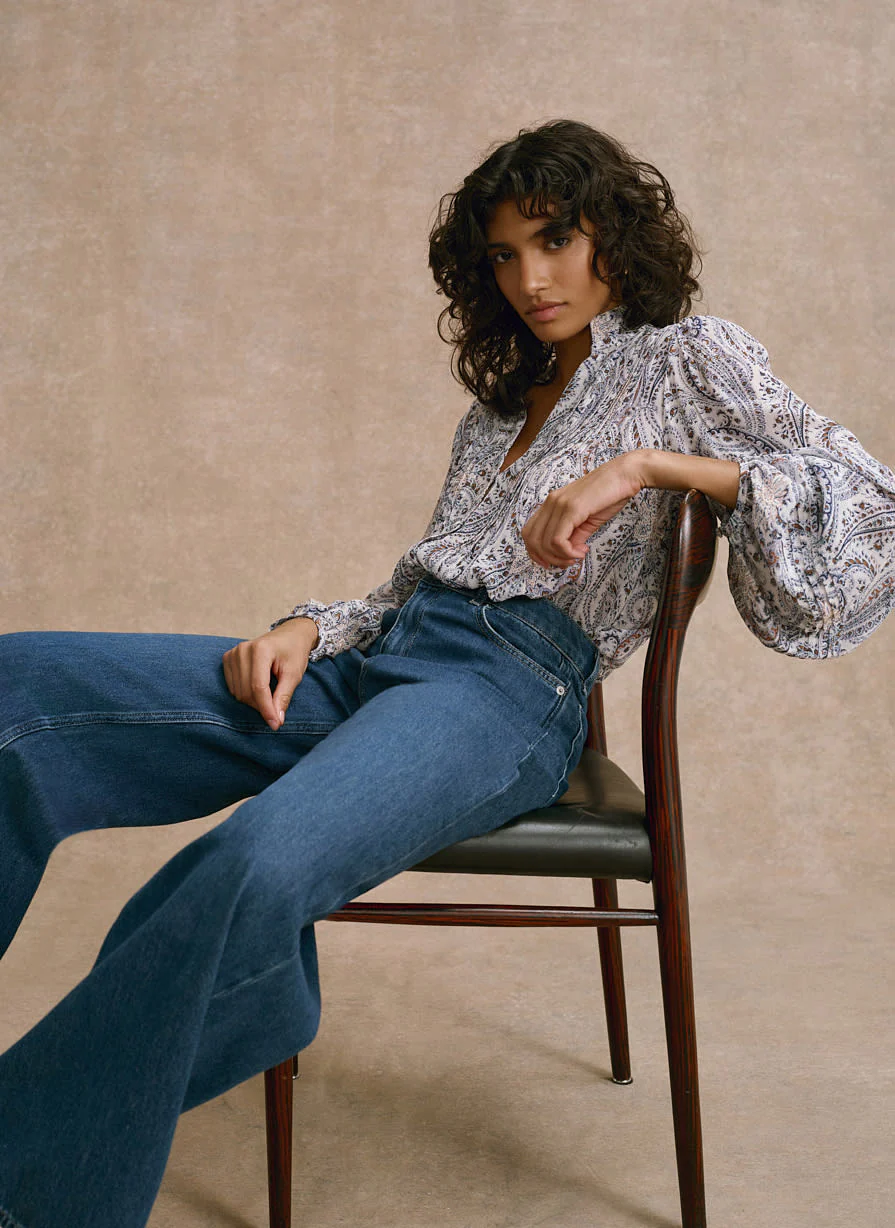 Neutral Paisley Print Blouse - Image 2