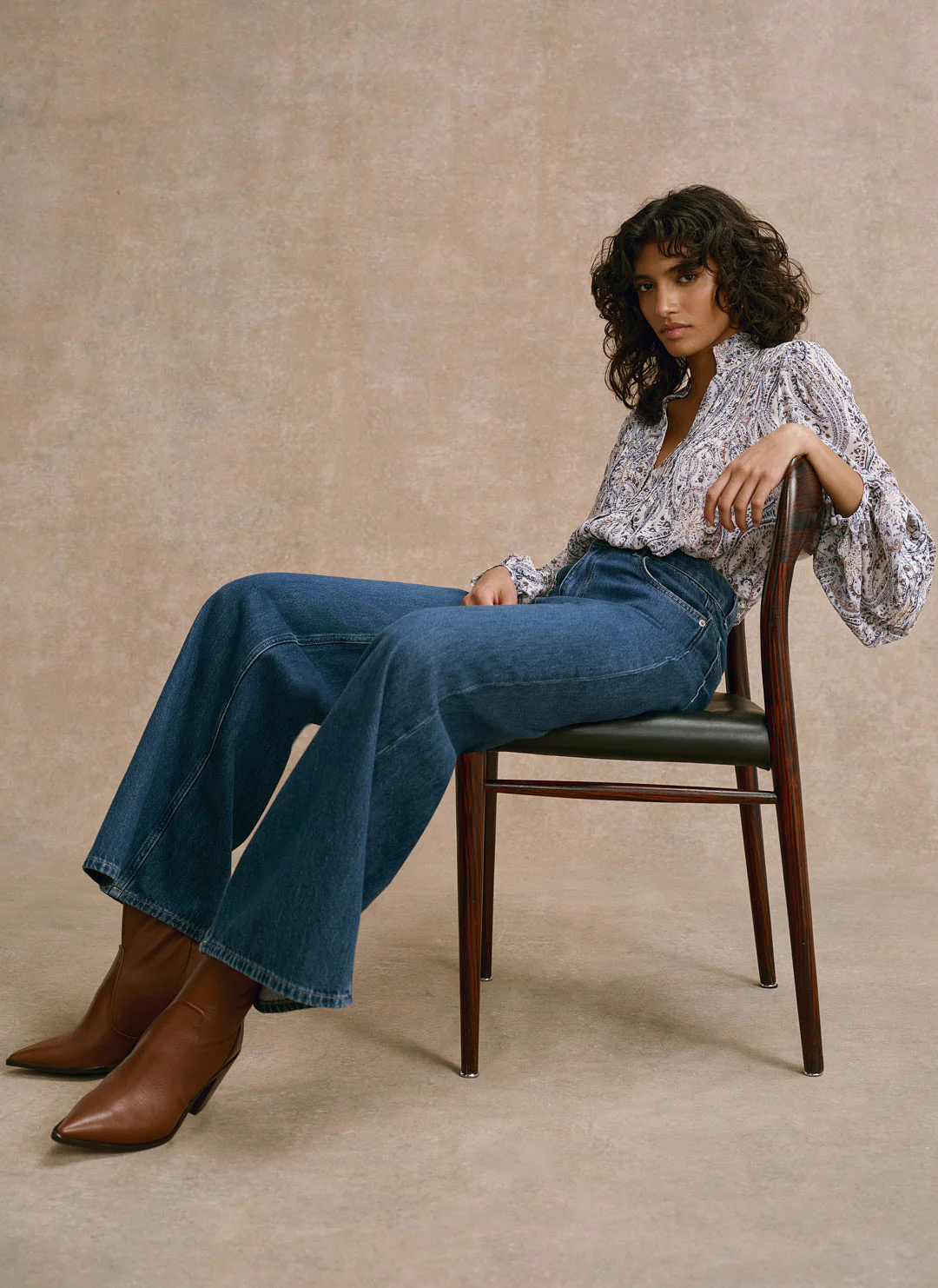 Neutral Paisley Print Blouse - Image 6