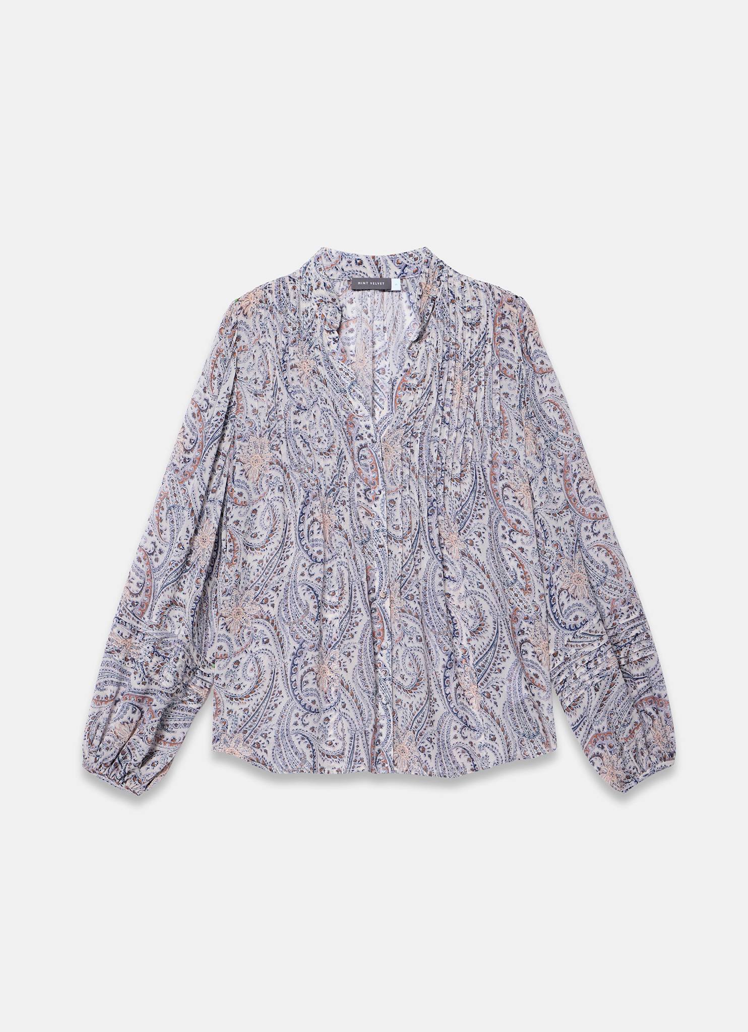 Neutral Paisley Print Blouse - Image 7