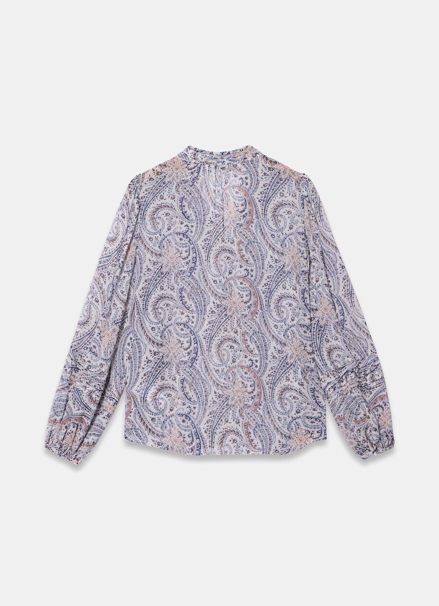 Neutral Paisley Print Blouse - Image 8