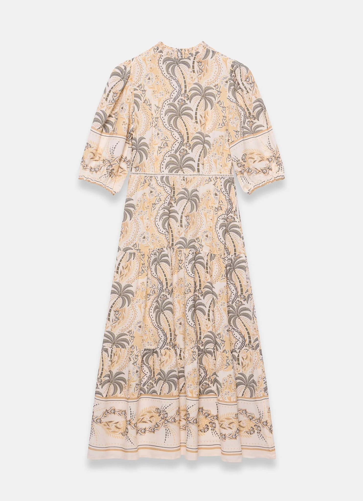 Neutral Palm Print Maxi Dress - Image 7