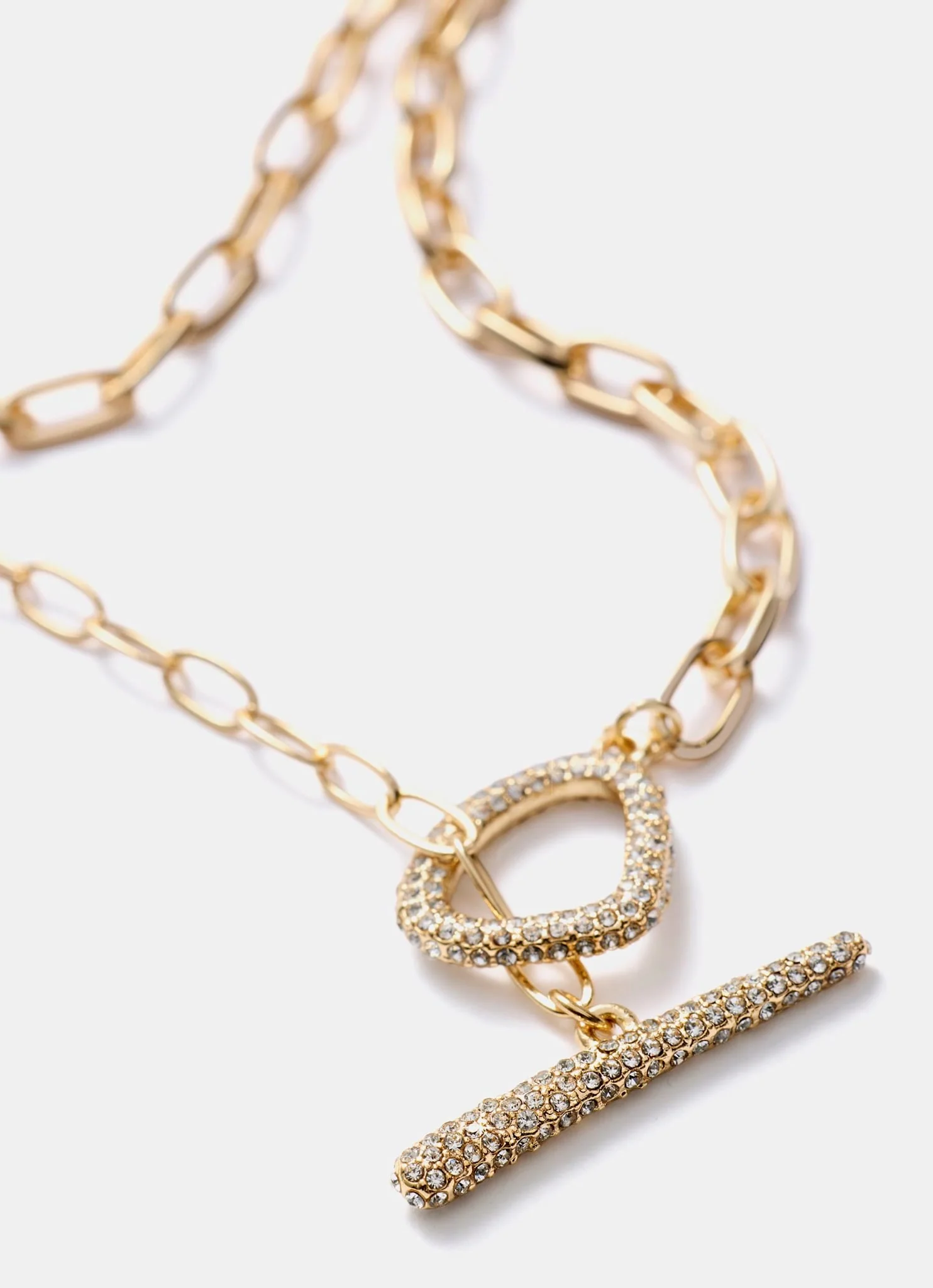 Gold Tone Pave Layered Necklace - Image 3