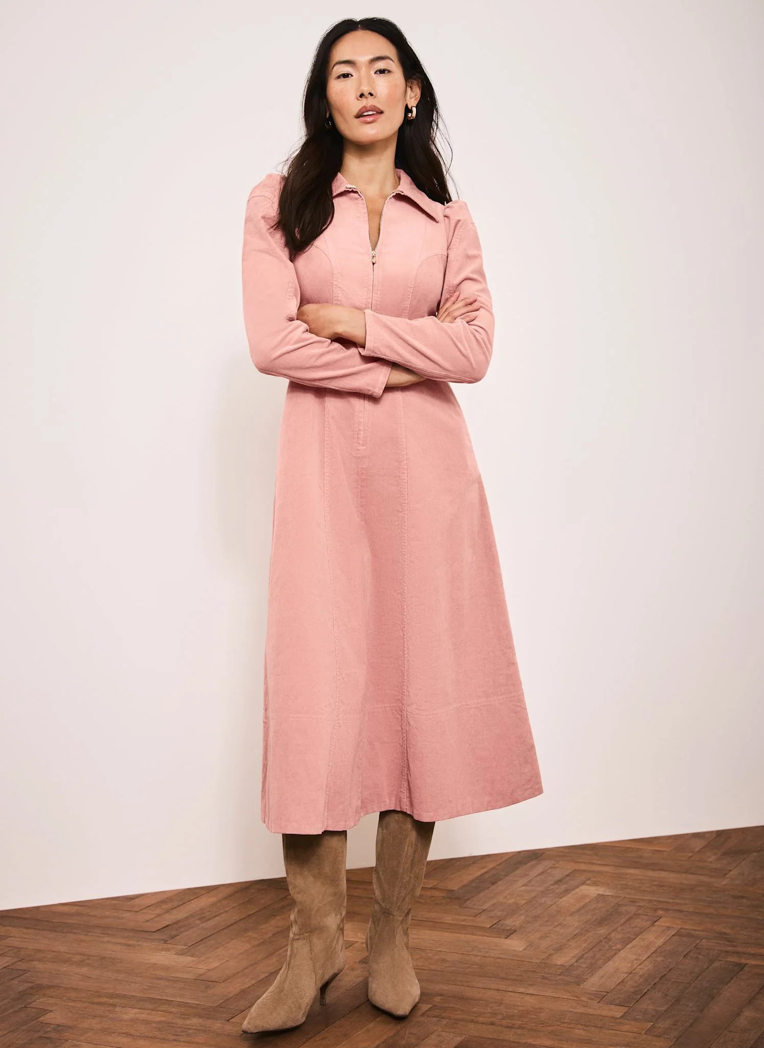 Pink Corduroy Midi Dress - Image 2