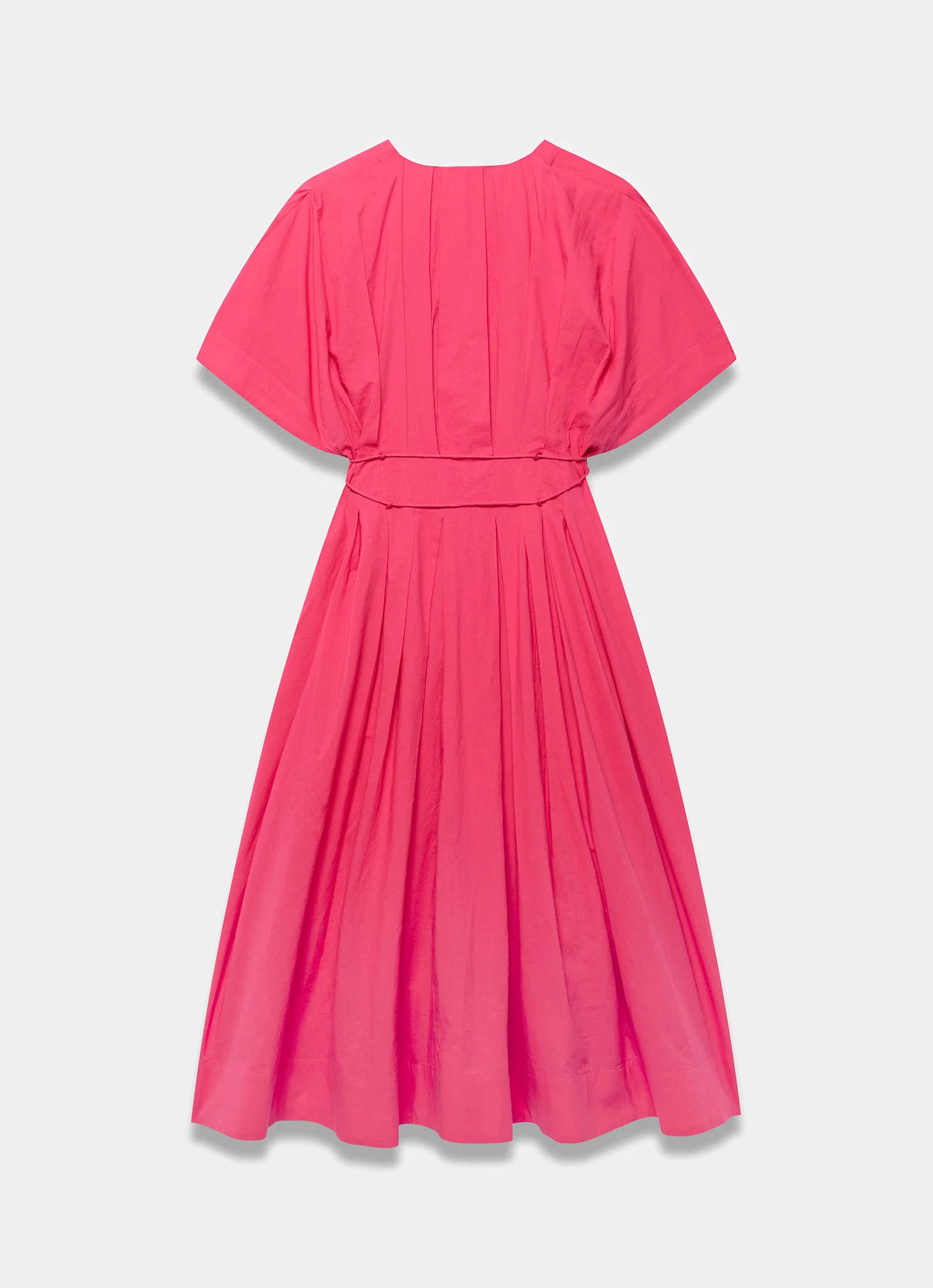 Pink Cotton Tie Waist Midi Dress - Image 8