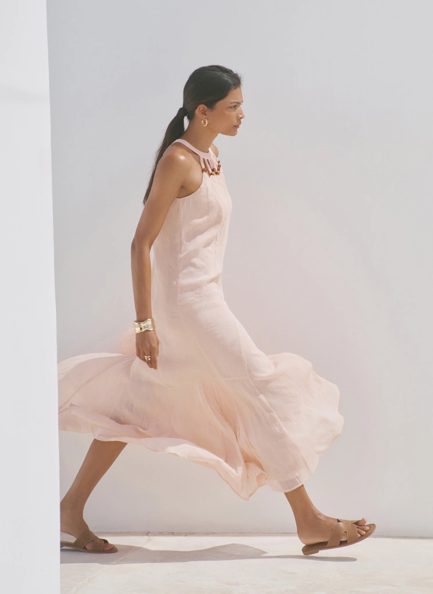 Pink Beaded Halter Maxi Dress - Image 5