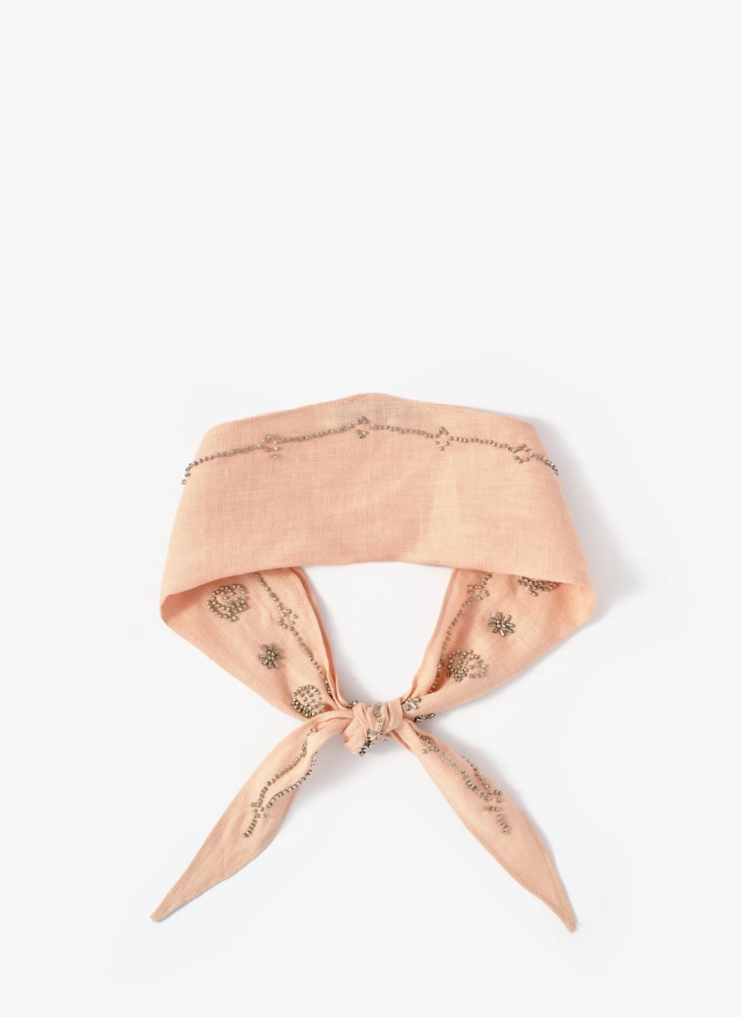 Pink Linen Embellished Neck Scarf - Image 2