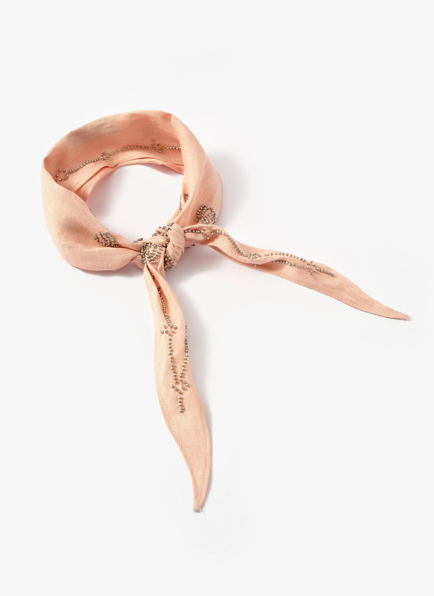 Pink Linen Embellished Neck Scarf - Image 4