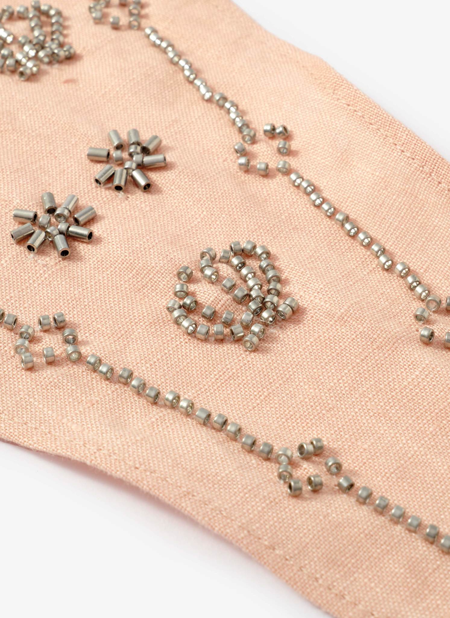 Pink Linen Embellished Neck Scarf - Image 5