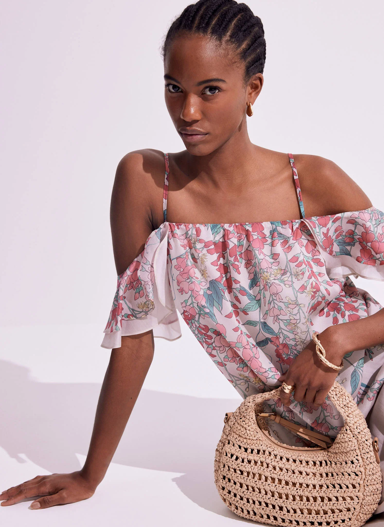 Pink Floral Print Midi Dress - Image 3