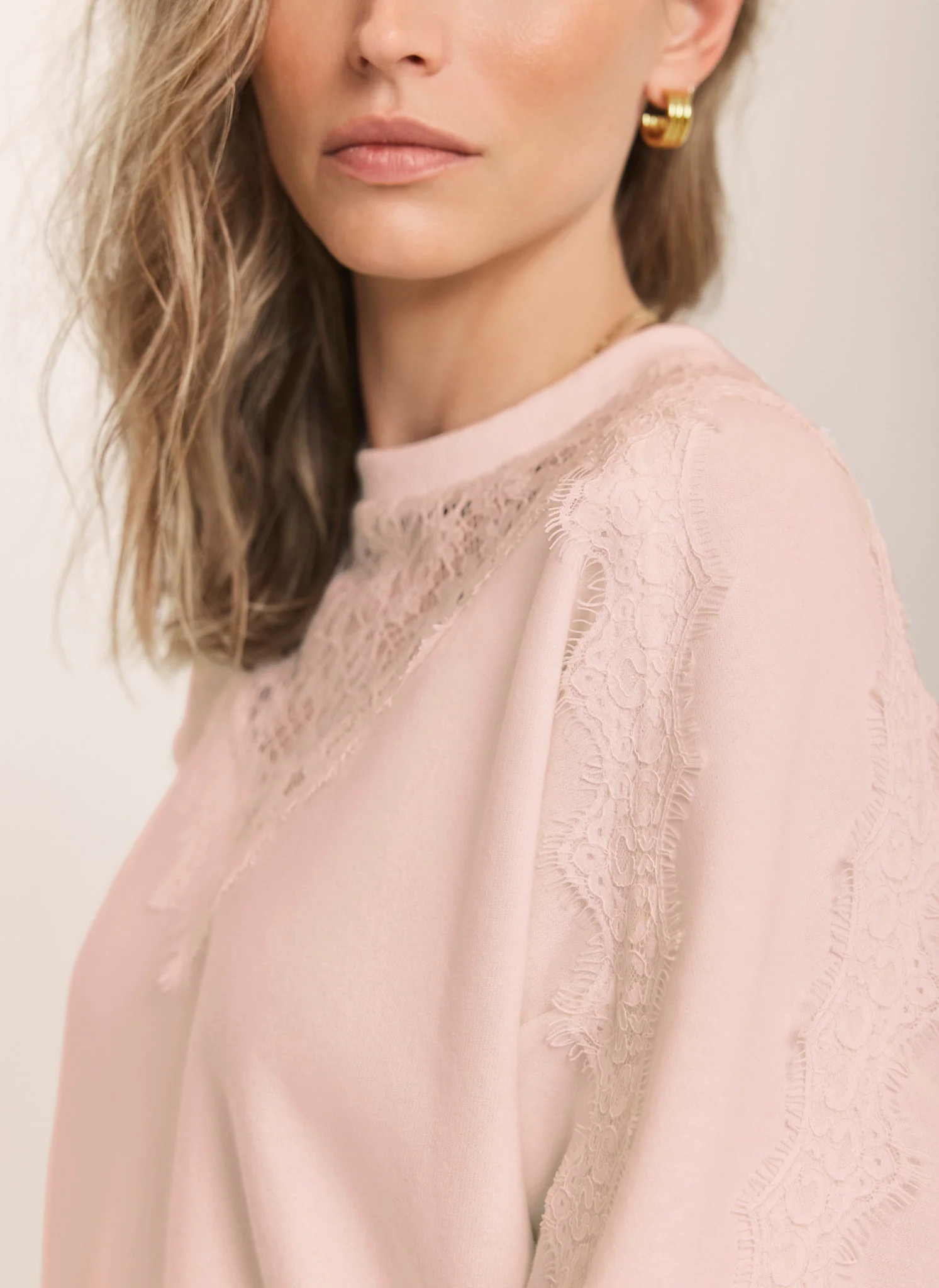 Pink Lace Detail Sweatshirt - Image 4