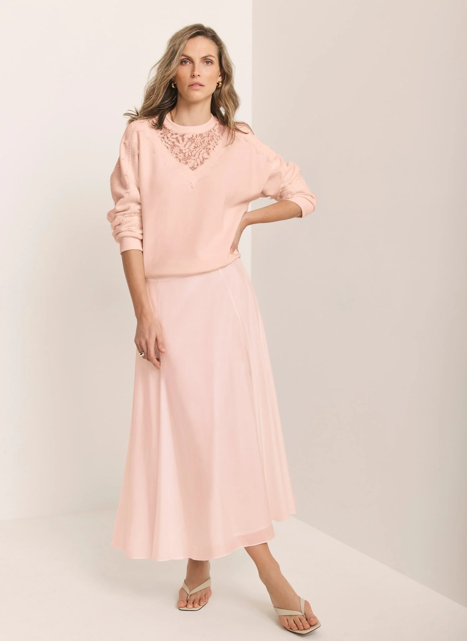 Pink Lace Detail Sweatshirt - Image 5