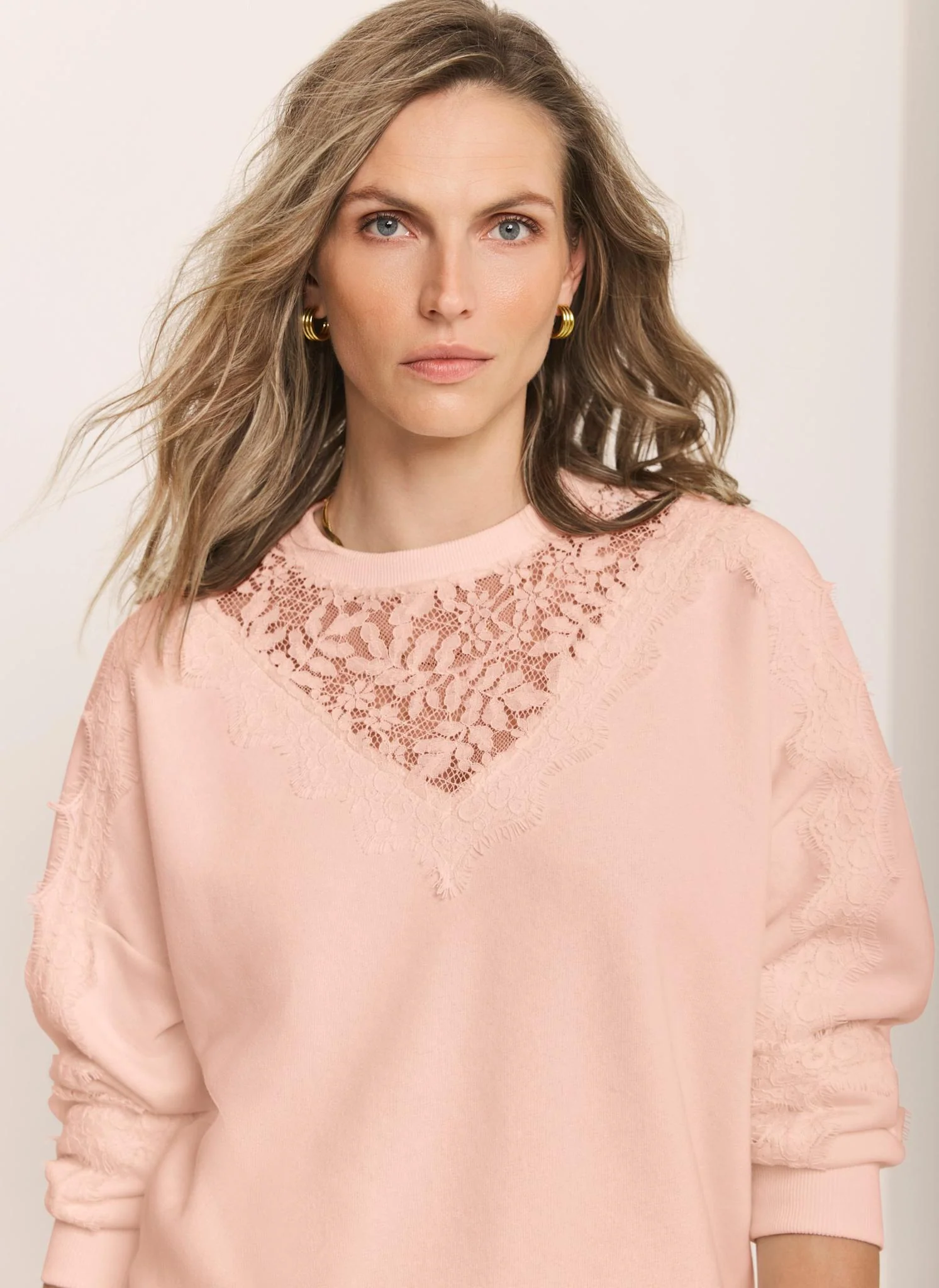 Pink Lace Detail Sweatshirt - Image 6