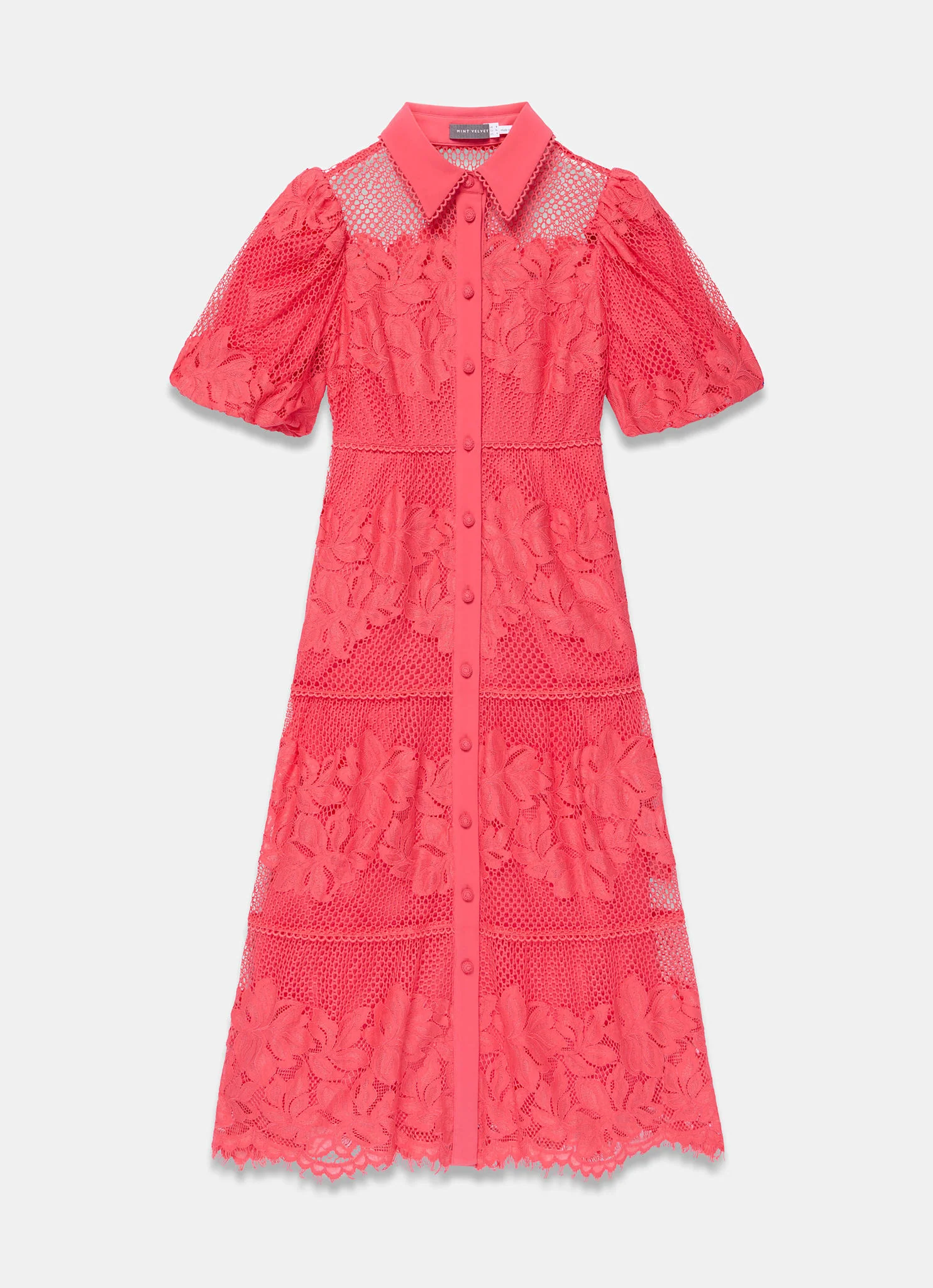 Deep Pink Lace Midi Shirt Dress - Image 7