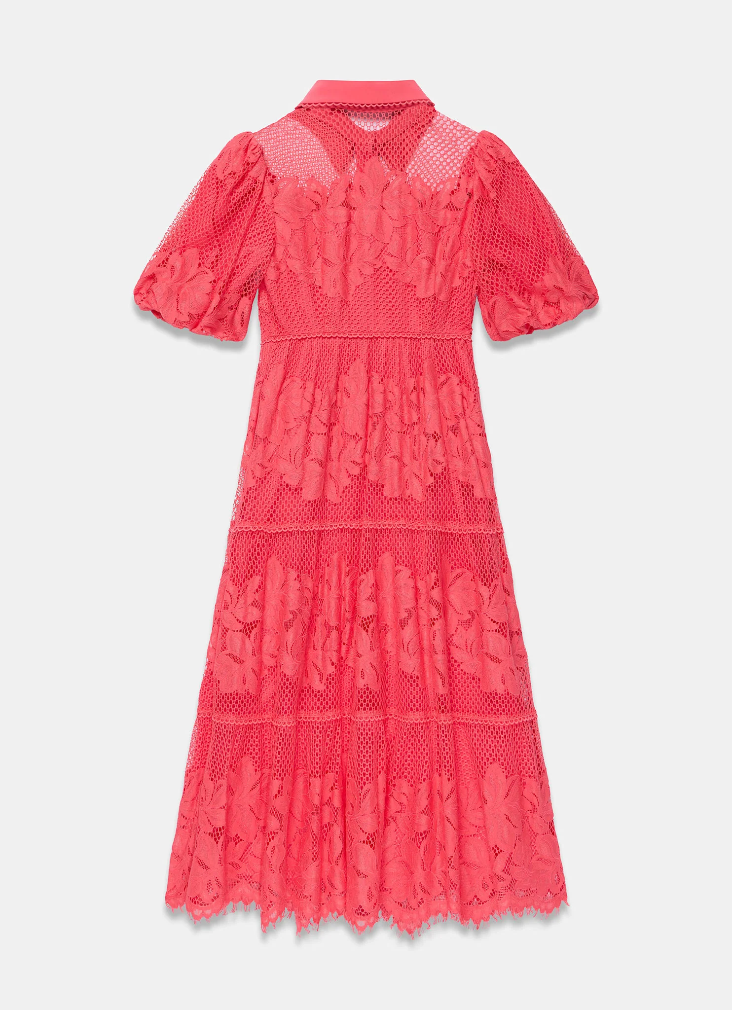 Deep Pink Lace Midi Shirt Dress - Image 8