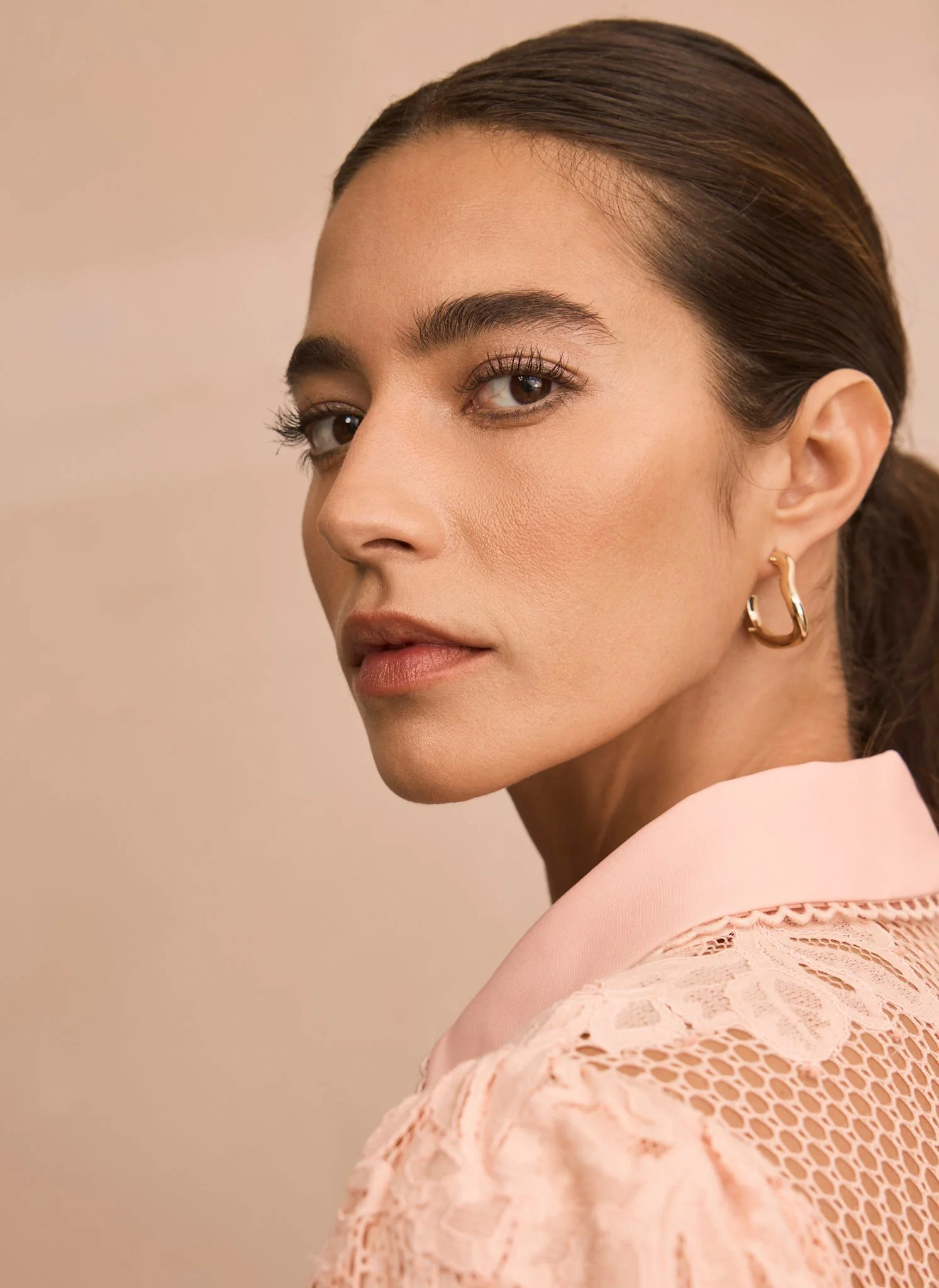 Pale Pink Lace Midi Shirt Dress - Image 6