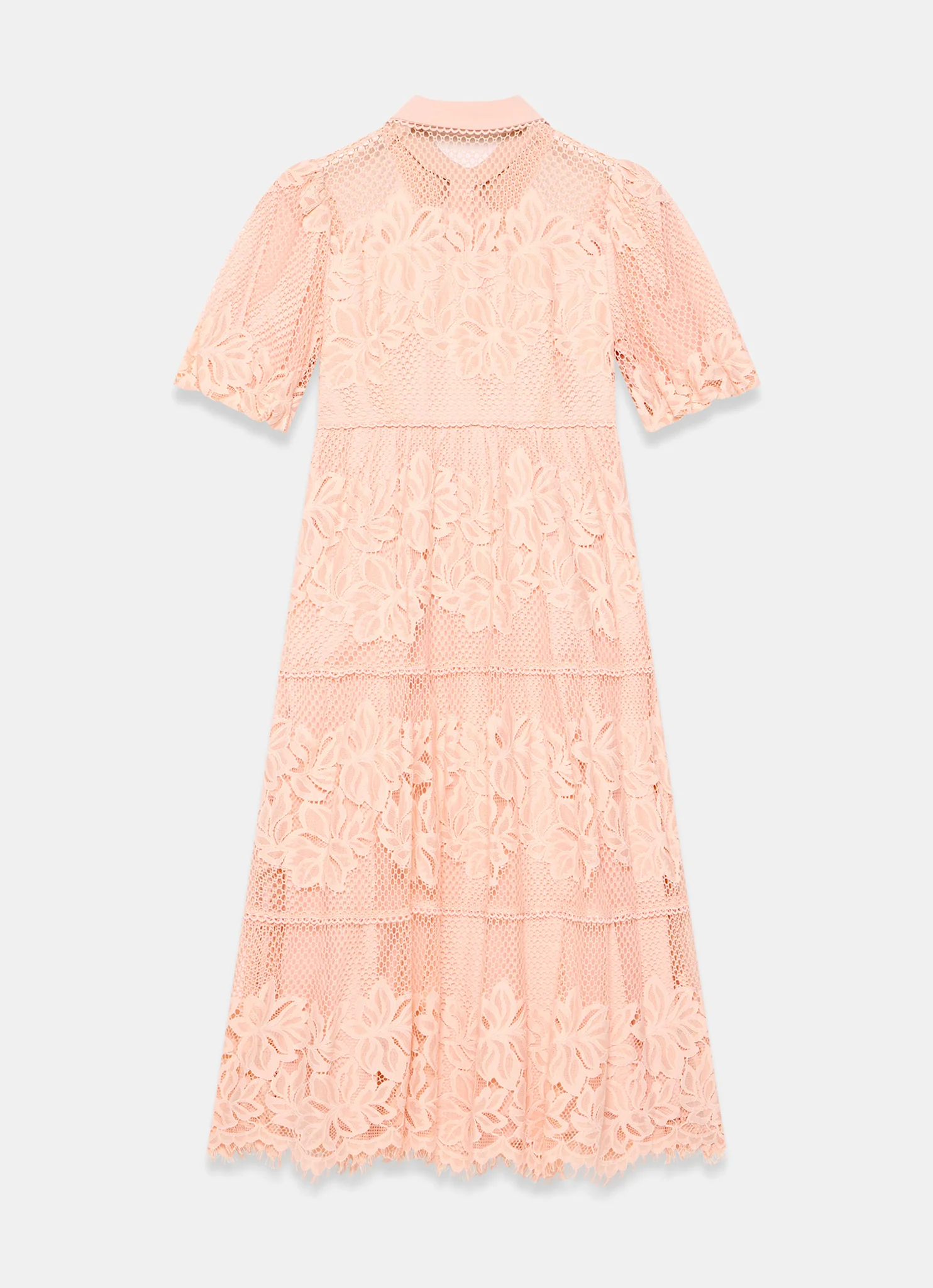 Pale Pink Lace Midi Shirt Dress - Image 8