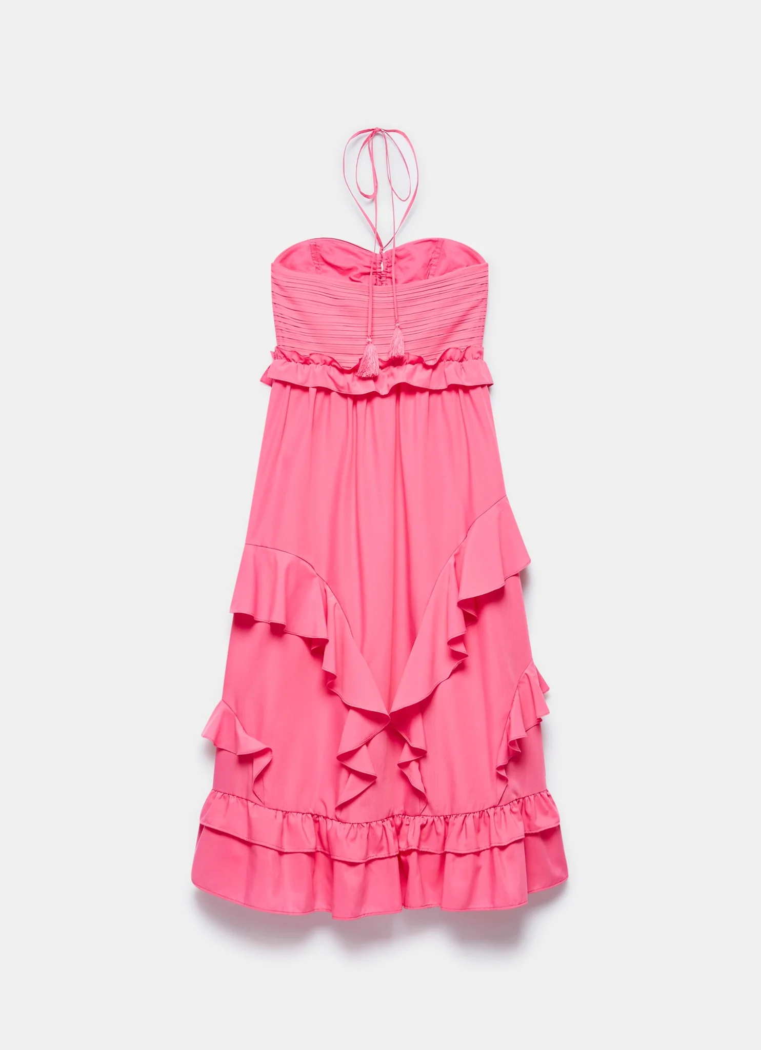 Pink Ruffle Halter Midi Dress - Image 7