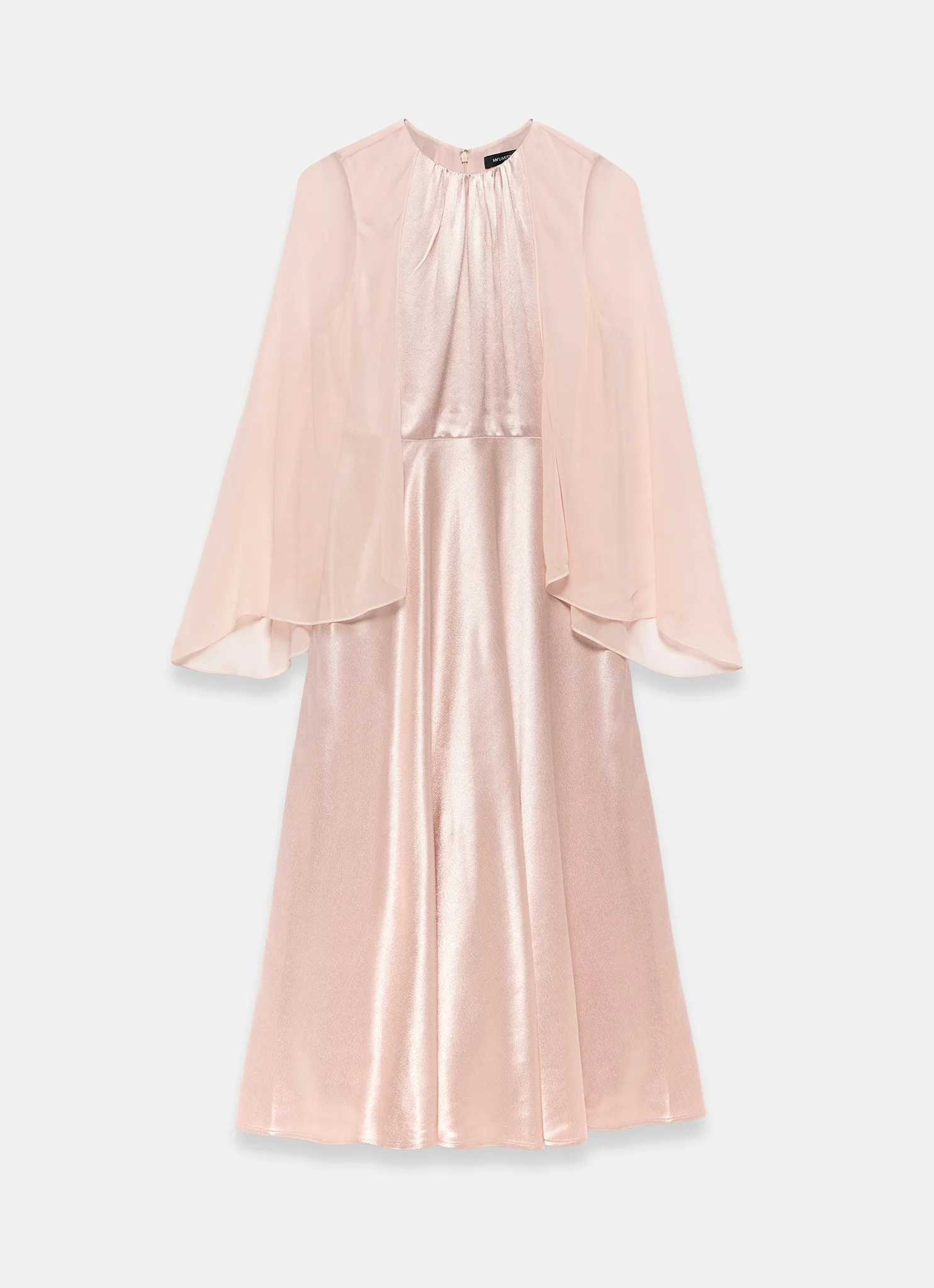 Pink Satin Cape Maxi Dress - Image 7