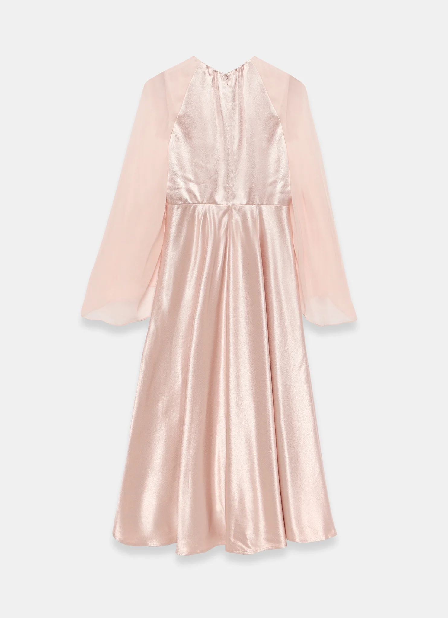Pink Satin Cape Maxi Dress - Image 8