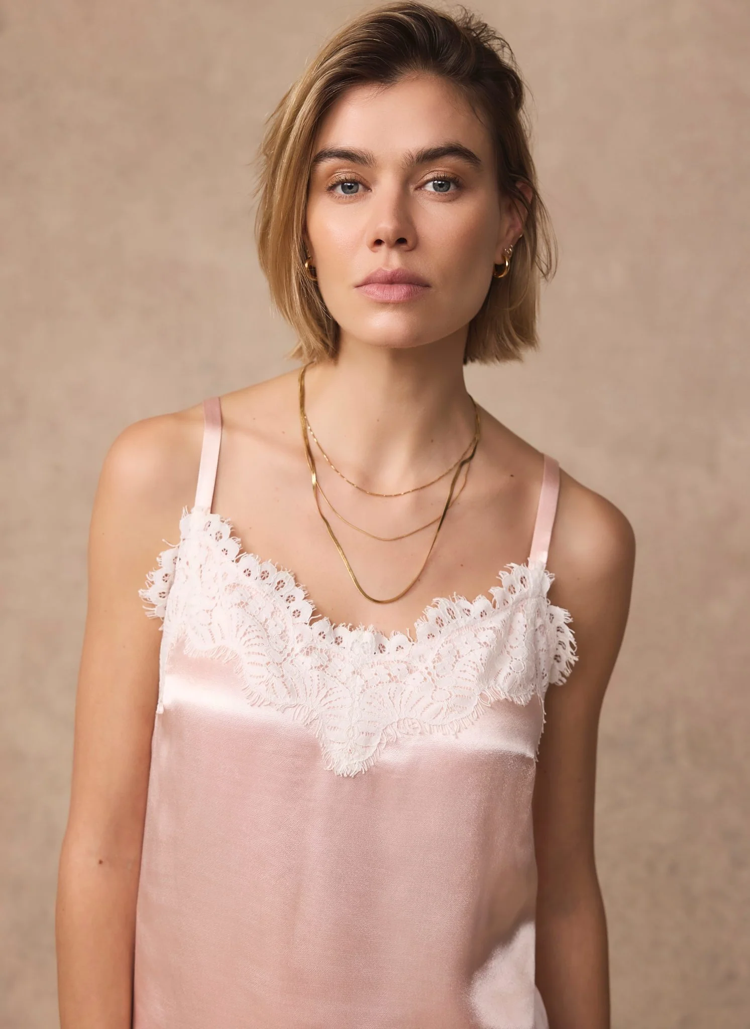 Pink Satin Lace Camisole Top - Image 4