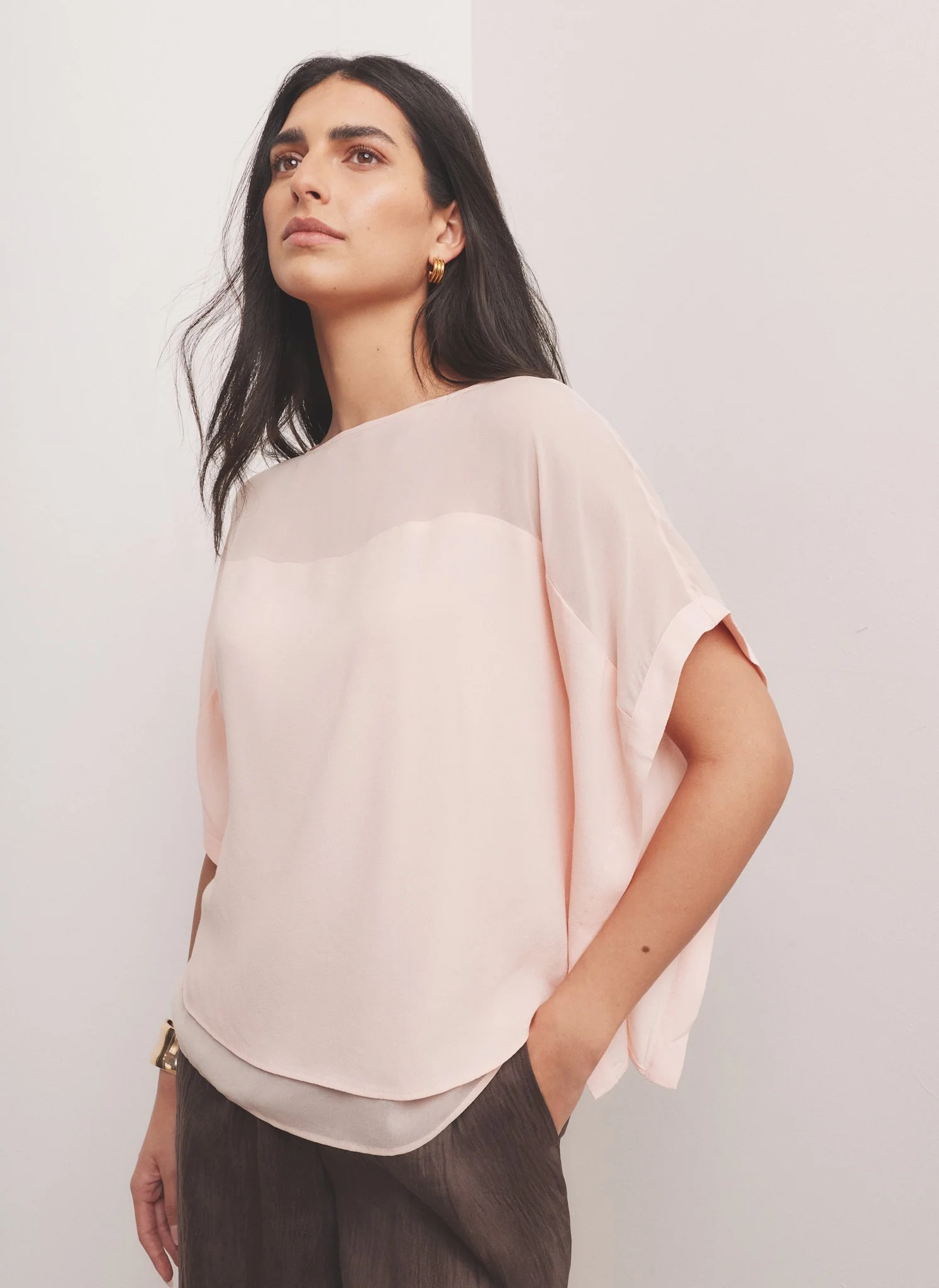 Pink Sheer Panel Top