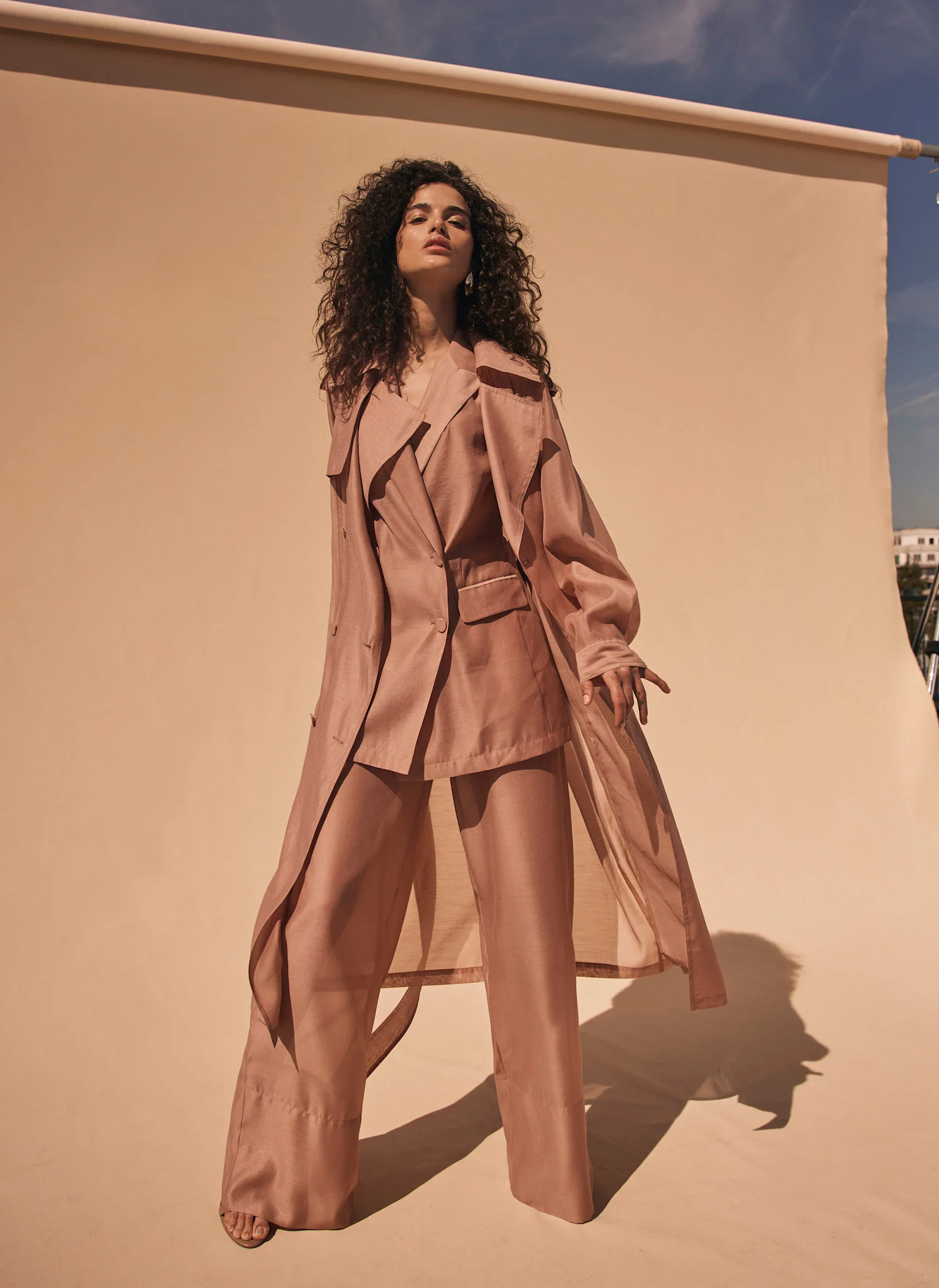 Pink Sheer Organza Trench Coat - Image 4