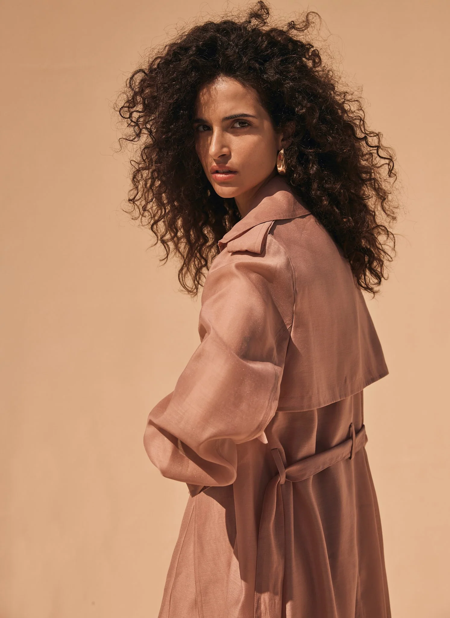 Pink Sheer Organza Trench Coat - Image 5