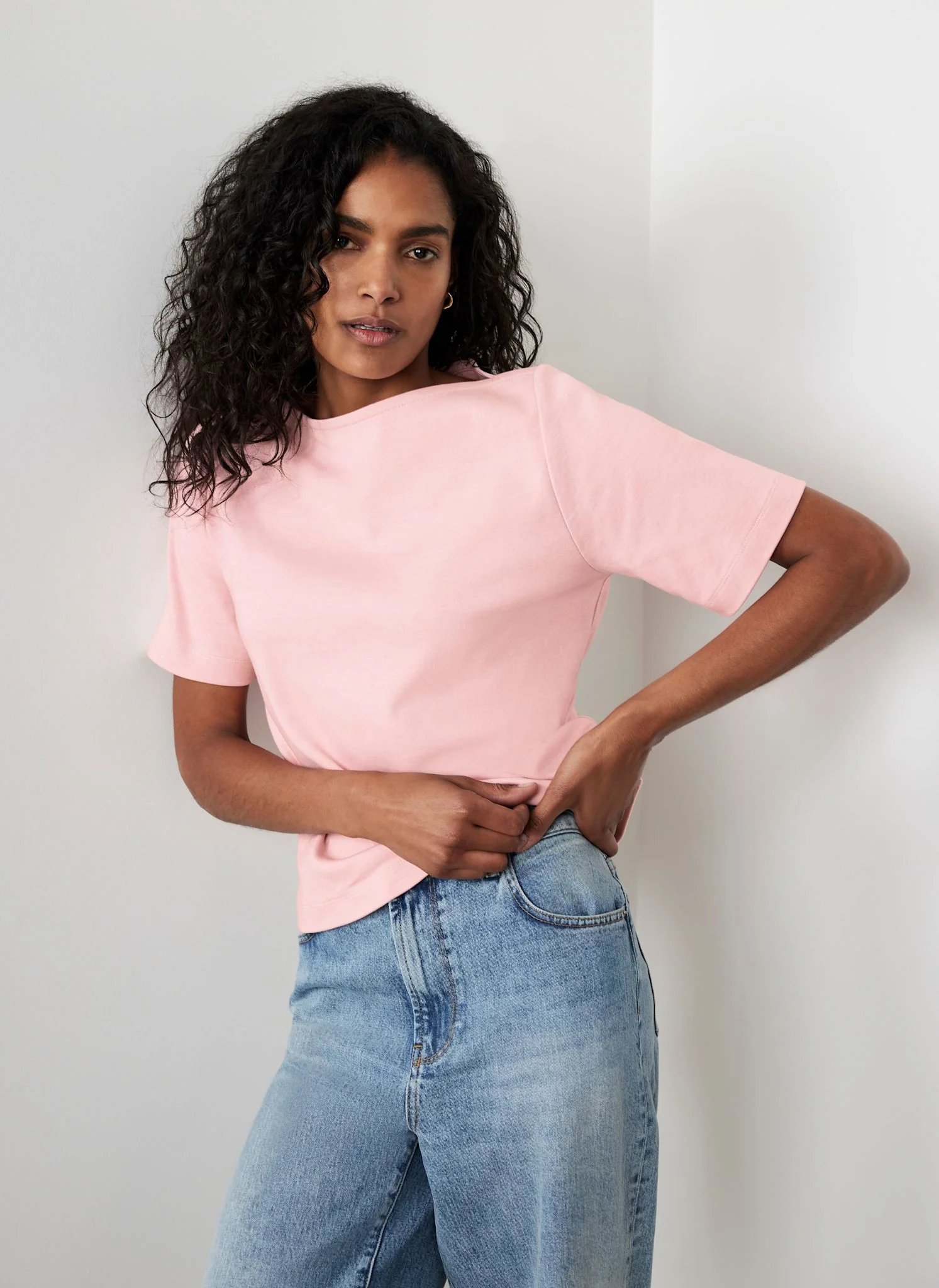 Pink Slash Neck T-Shirt - Image 2