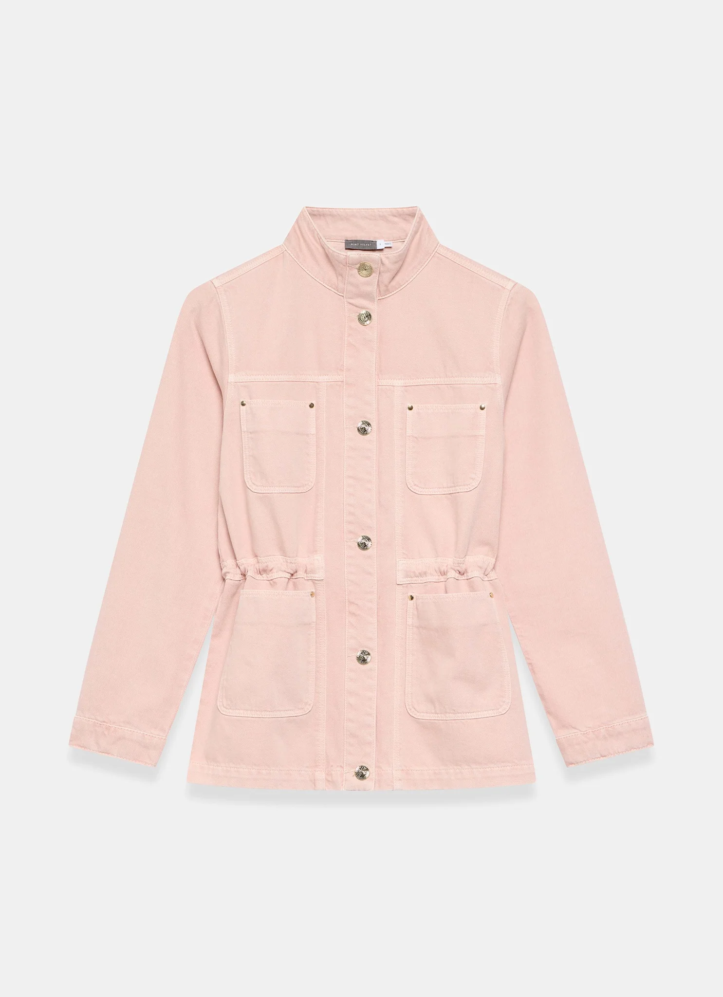 Pink Cotton Utility Denim Shacket - Image 7