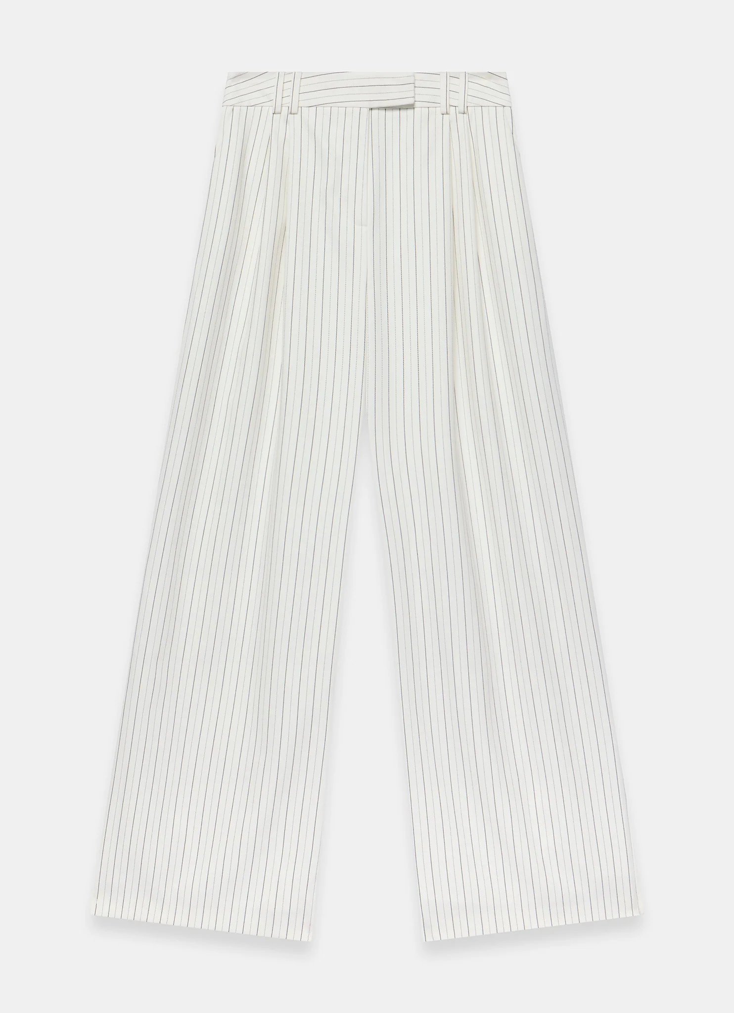 White Pinstripe Wide Leg Trousers - Image 6