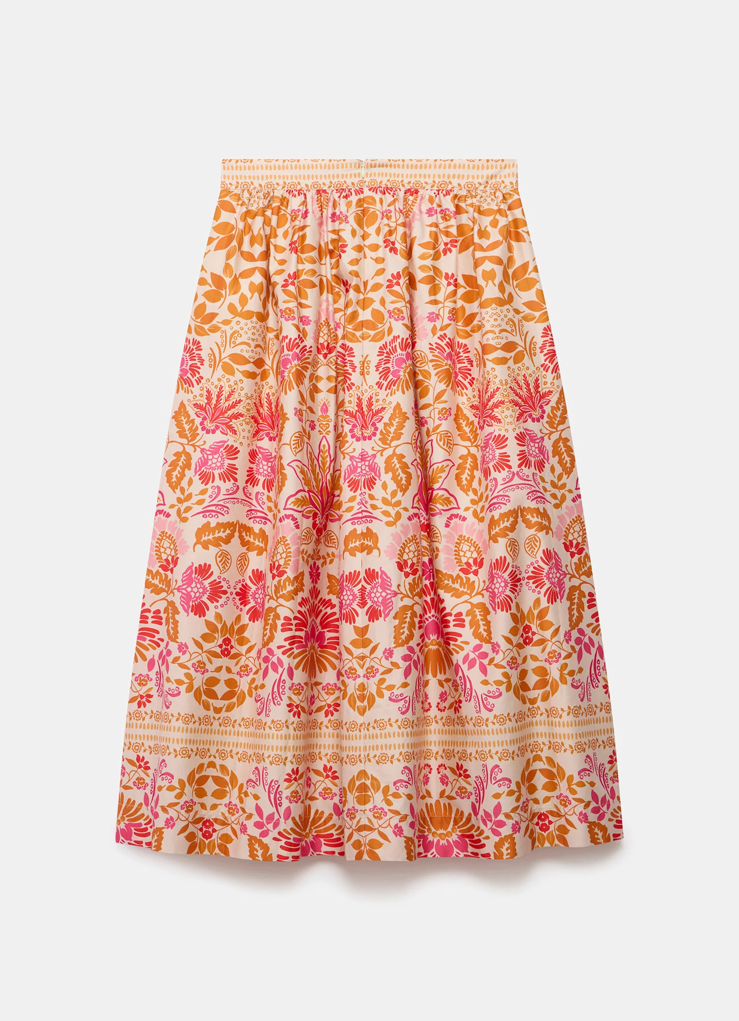 Orange Floral Print Midi Skirt - Image 8