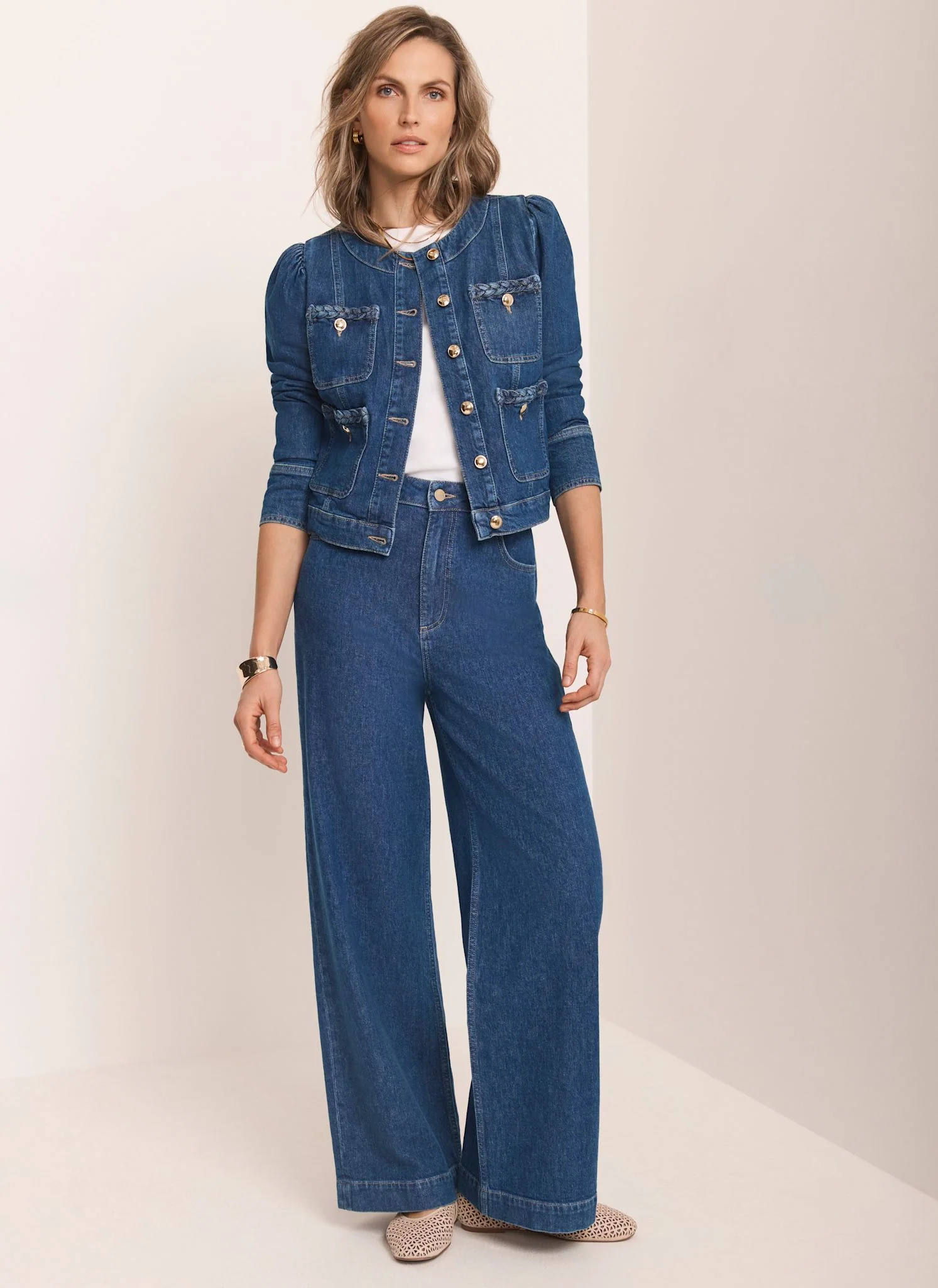 Indigo Plait Detail Denim Jacket - Image 3