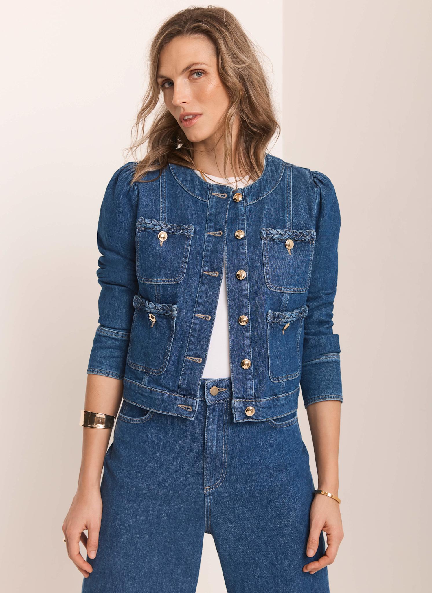 Indigo Plait Detail Denim Jacket - Image 4