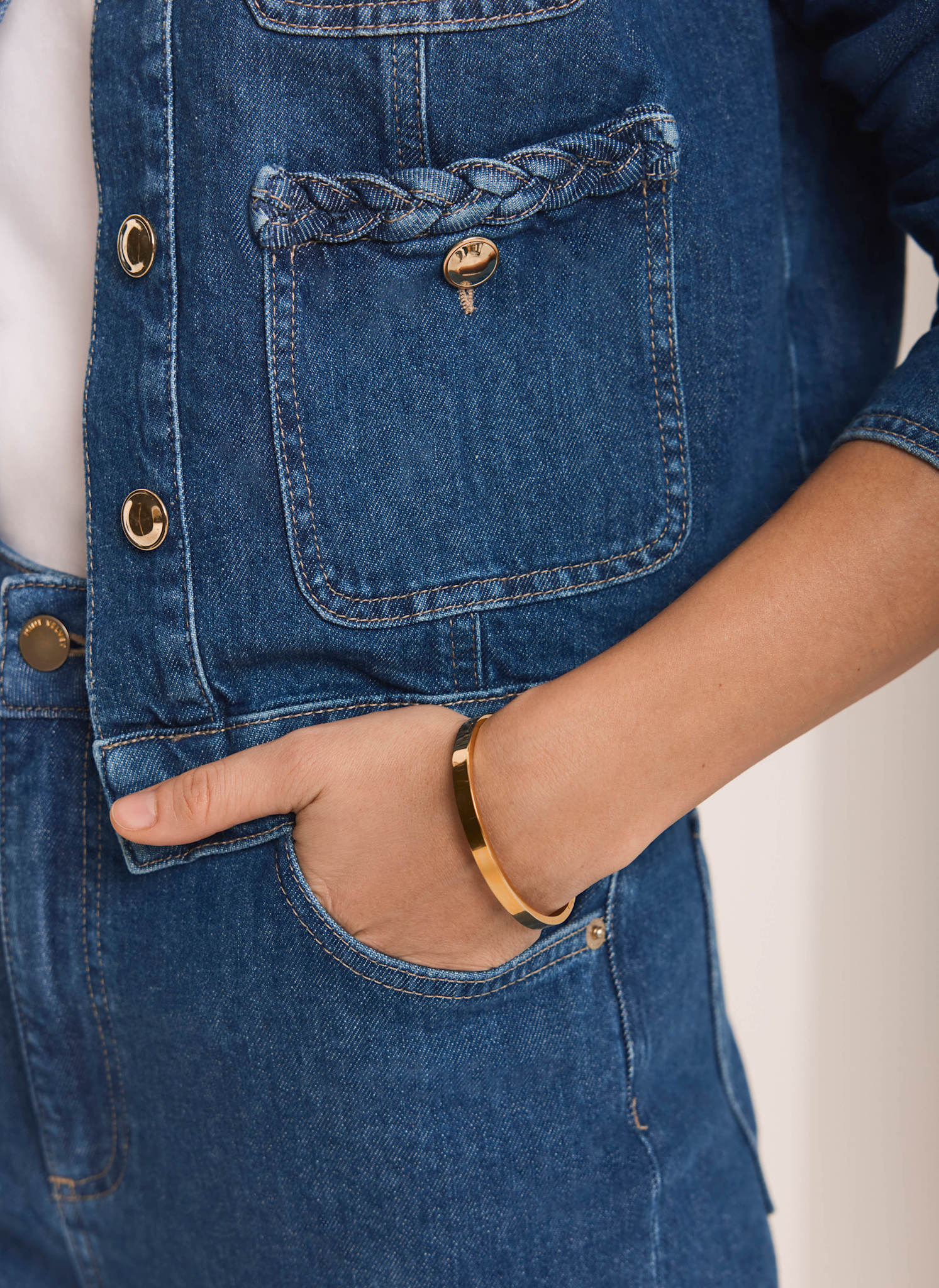 Indigo Plait Detail Denim Jacket - Image 5