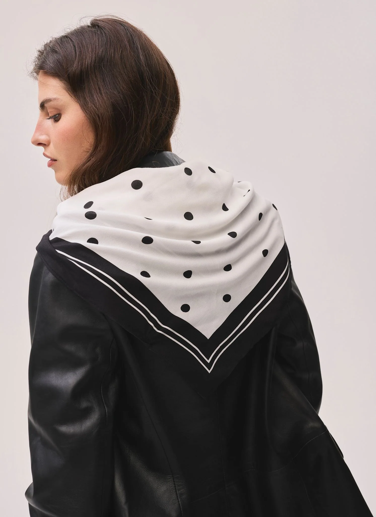Cream Polka Dot Print  Scarf - Image 4