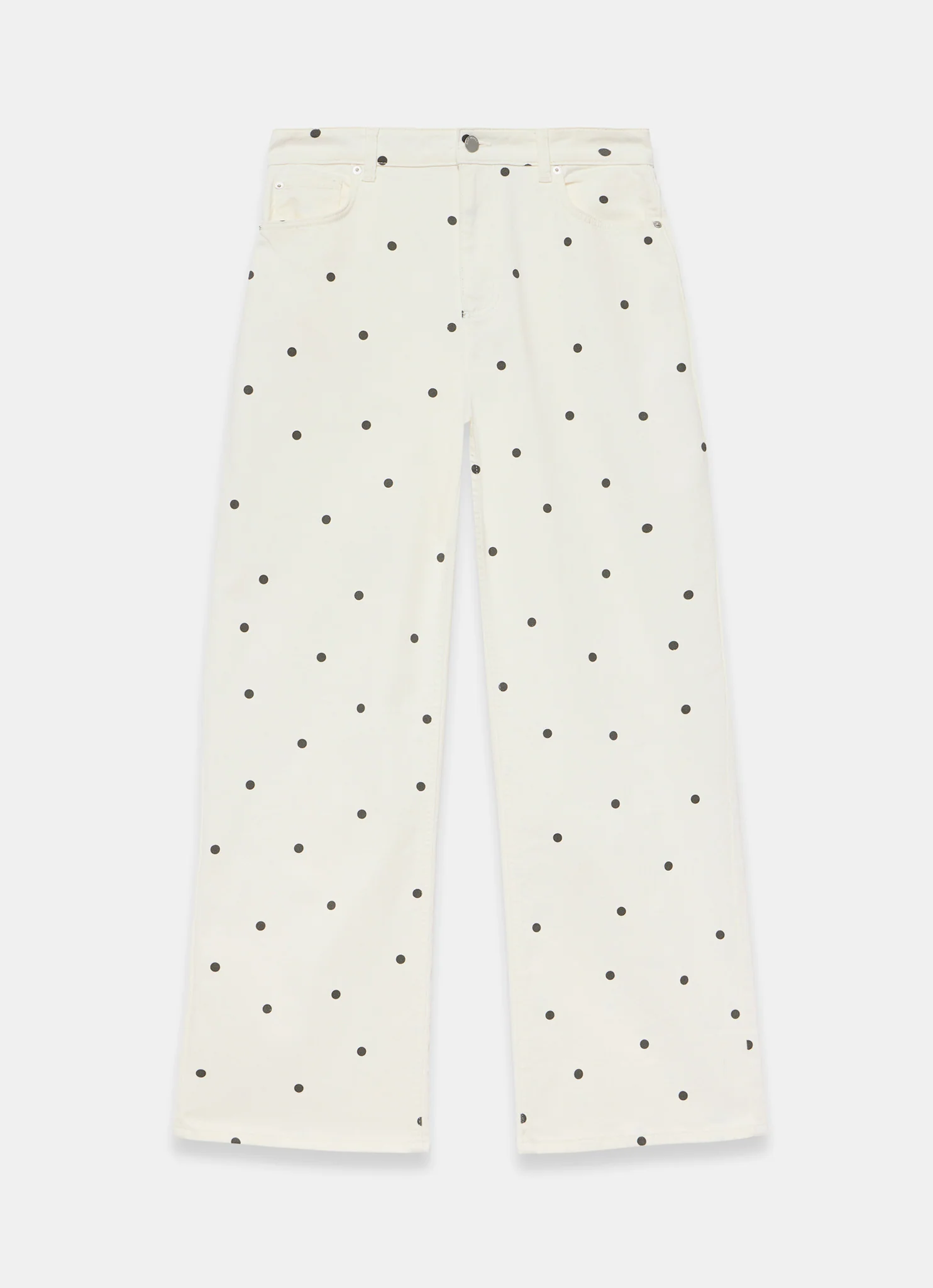 Cream Polka Dot Wide Jeans - Image 6